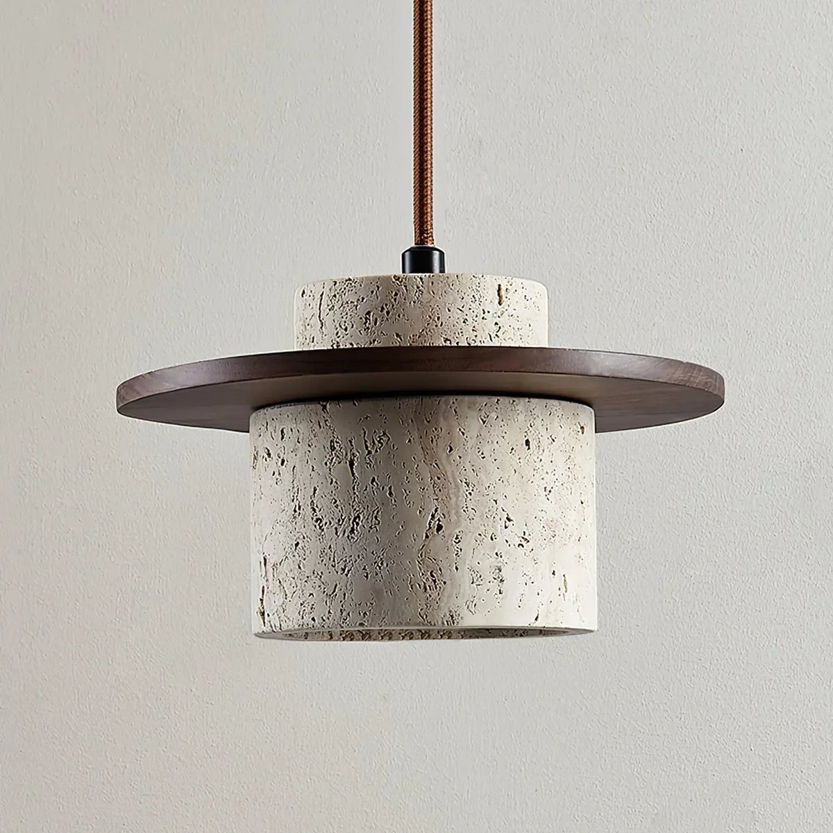 Cylindrical Stonova Duo Travertine Pendant Light – Travertine detail 16