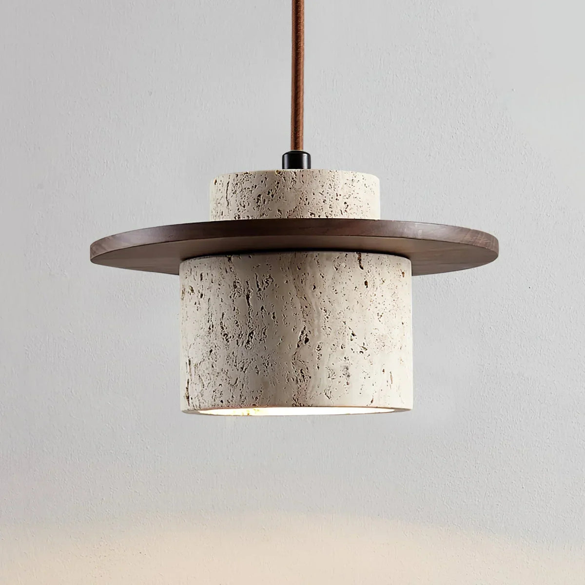 Cylindrical Stonova Duo Travertine Pendant Light – Travertine detail 17
