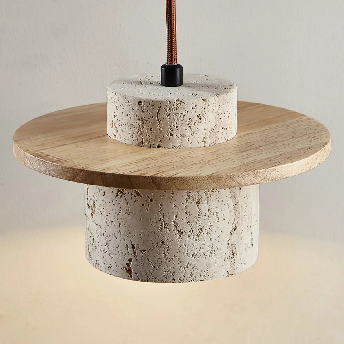 Cylindrical Stonova Duo Travertine Pendant Light – Travertine detail 13