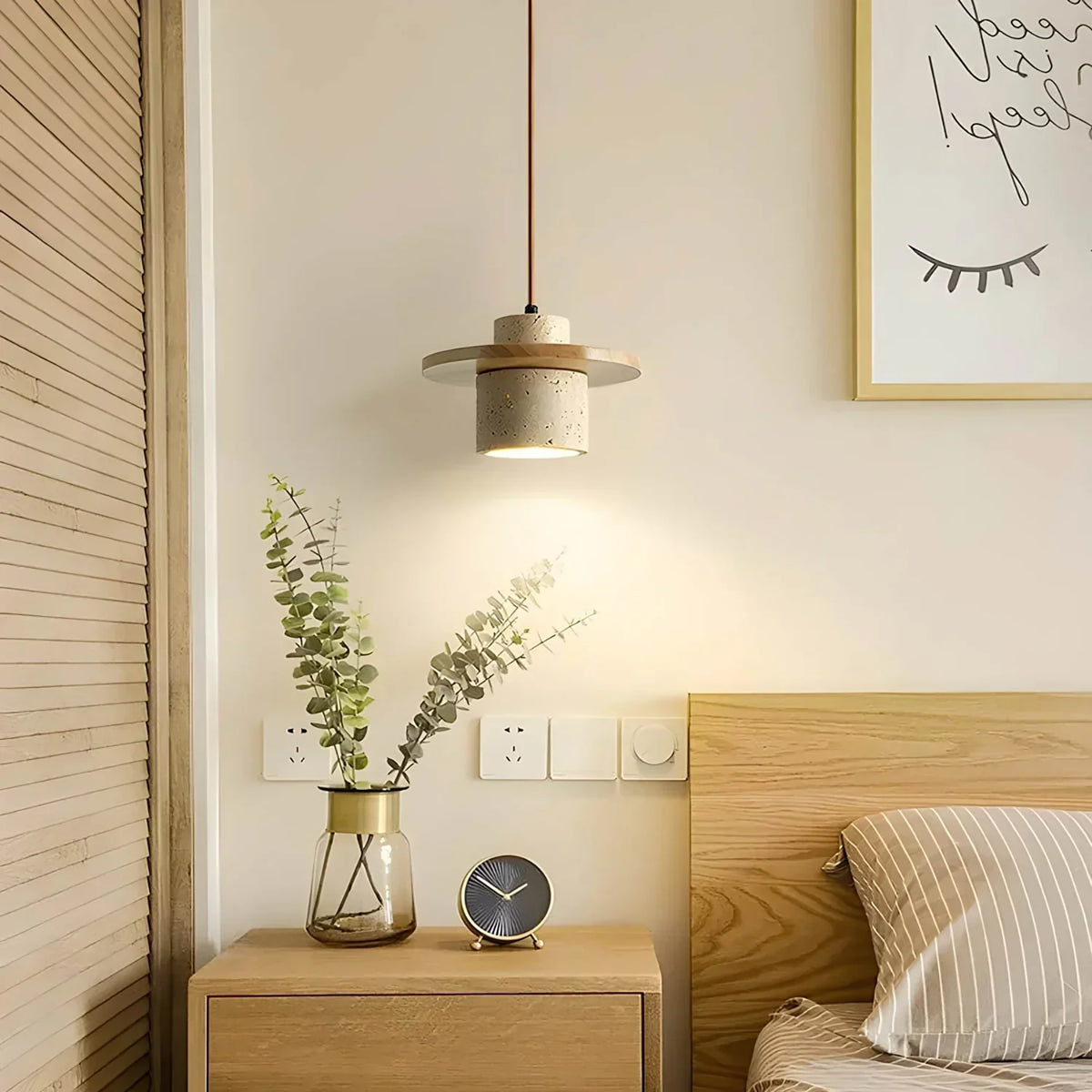 Cylindrical Stonova Duo Travertine Pendant Light – Travertine detail 3