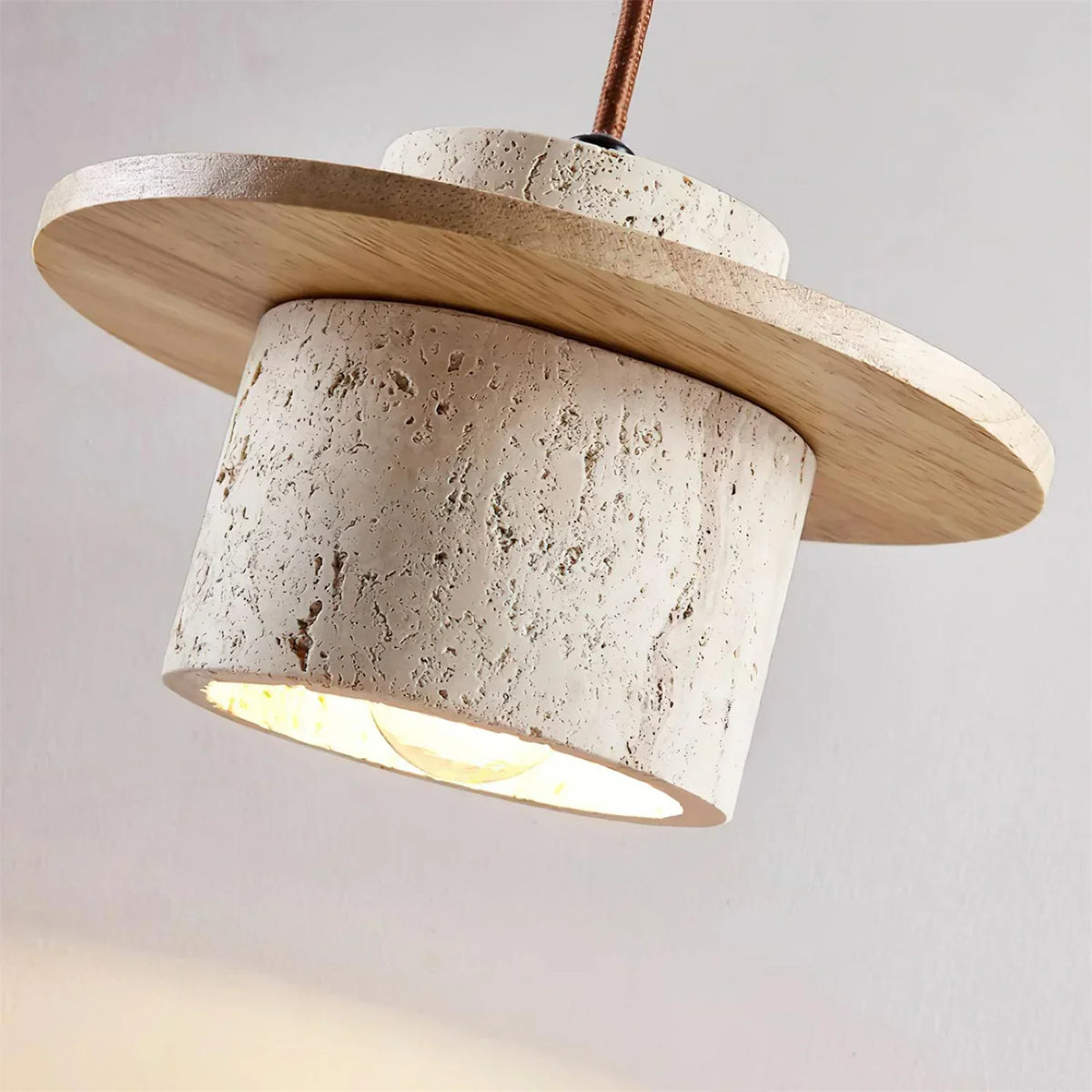 Cylindrical Stonova Duo Travertine Pendant Light – Travertine detail 12