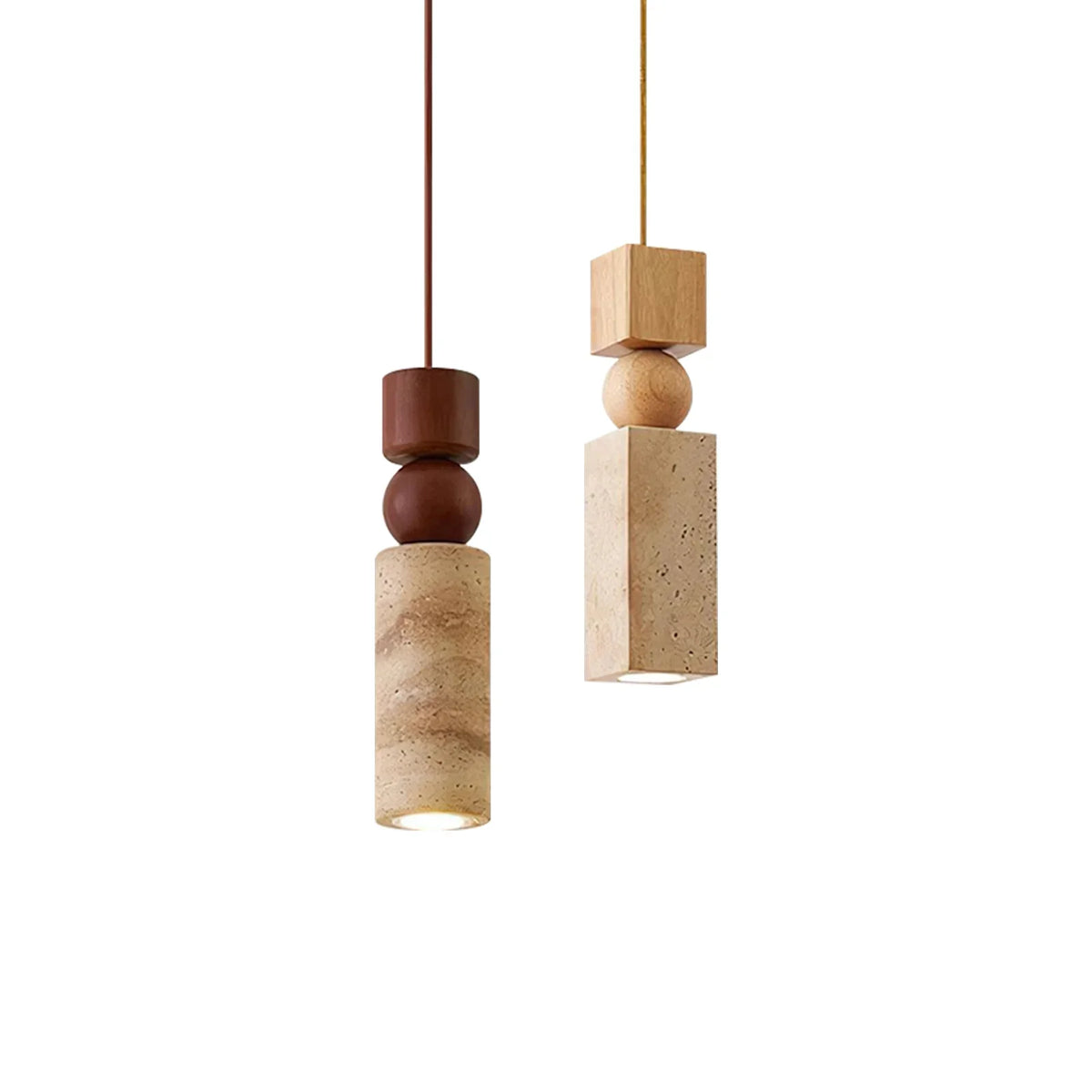 Cylindrical Travertine Fables Pendant Lamp – Travertine detail 14