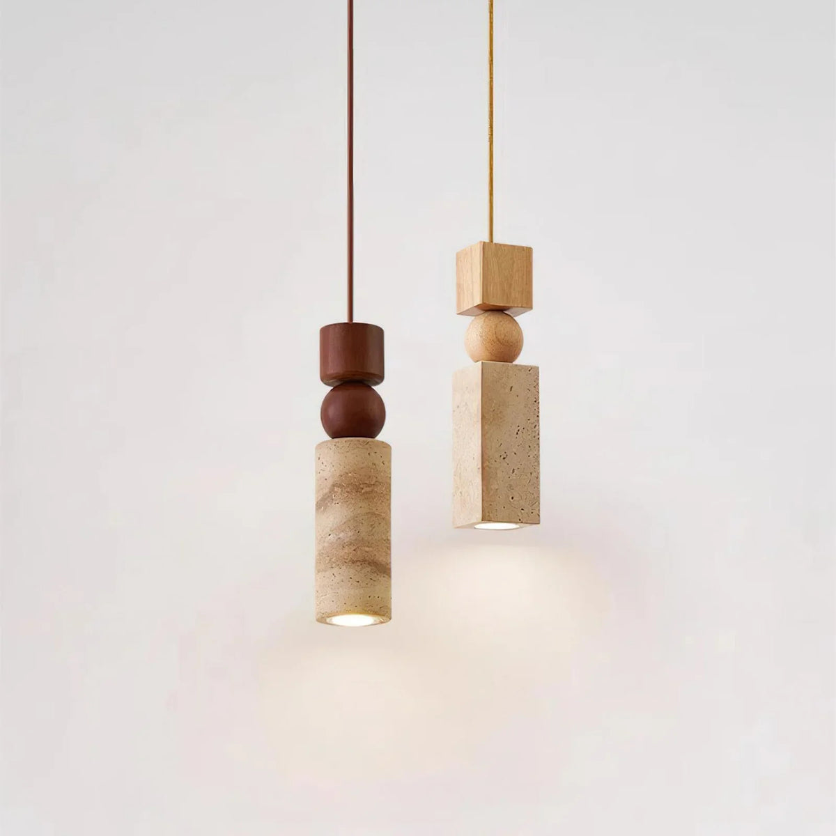 Cylindrical Travertine Fables Pendant Lamp – Travertine detail 13