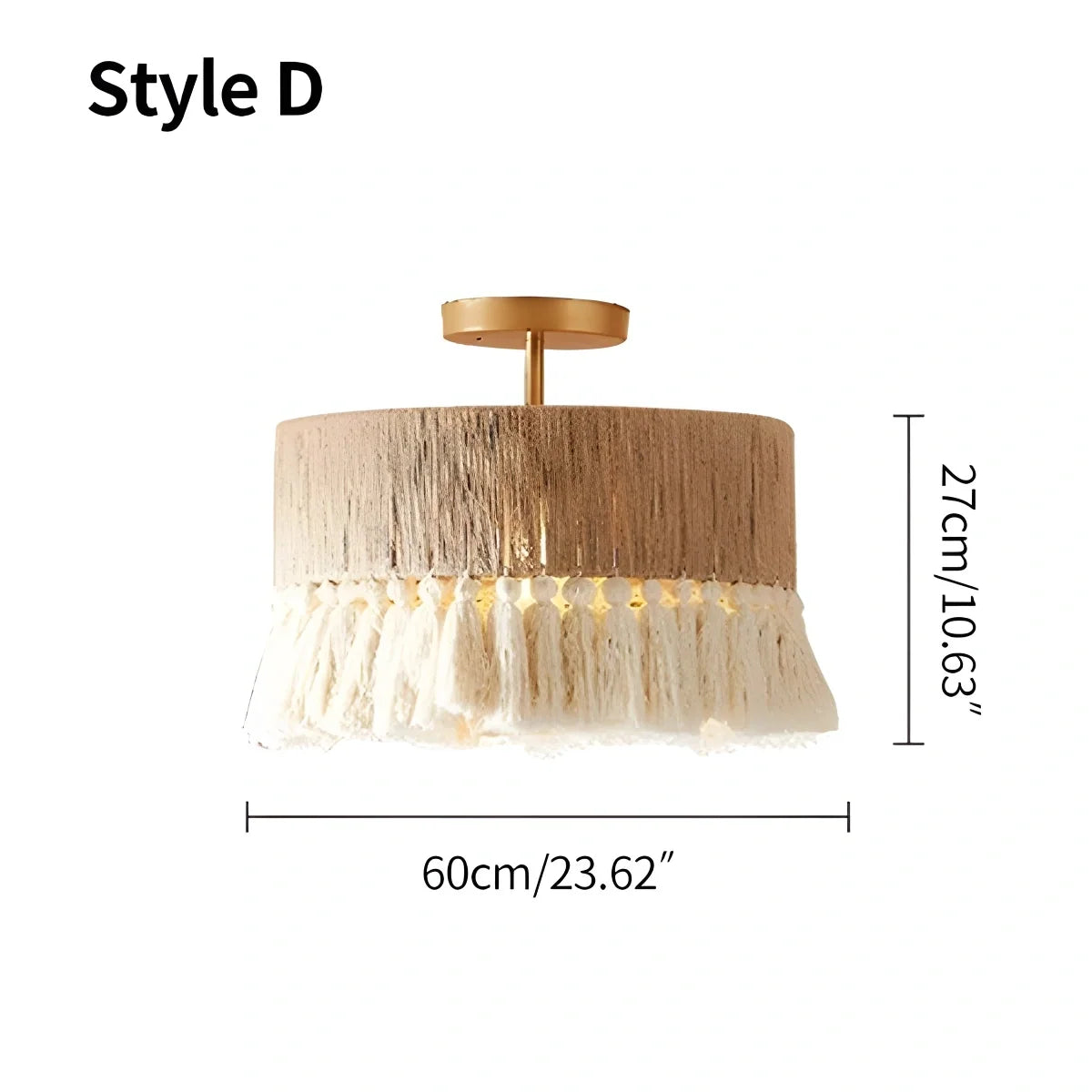 Boho Vintage Twine Fringe Pendant Light – detail 32