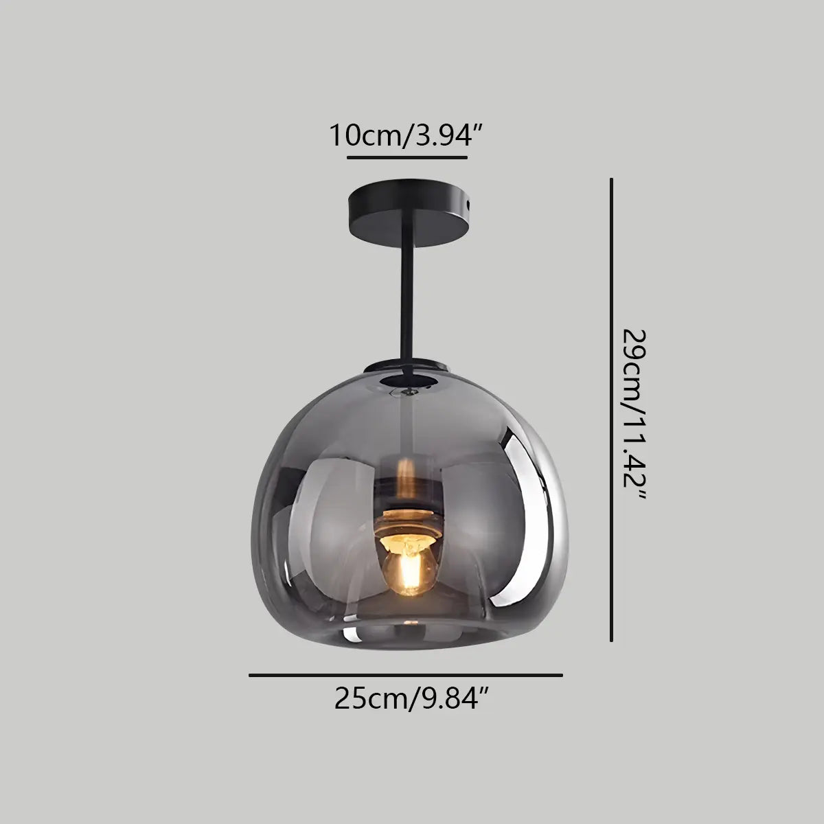 Vintage Glass Semi-Flush Ceiling Light for Entryway – Glass detail 30