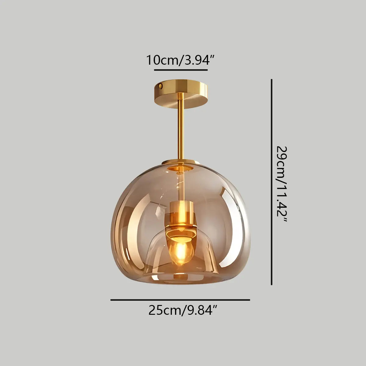 Vintage Glass Semi-Flush Ceiling Light for Entryway – Glass detail 15