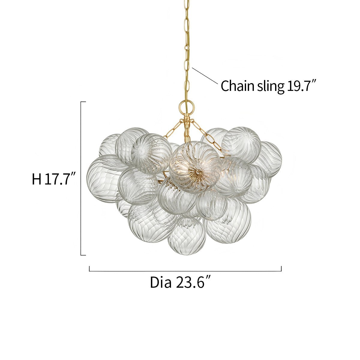Vortex Glass Bubble Ball Chandelier – Glass detail 4