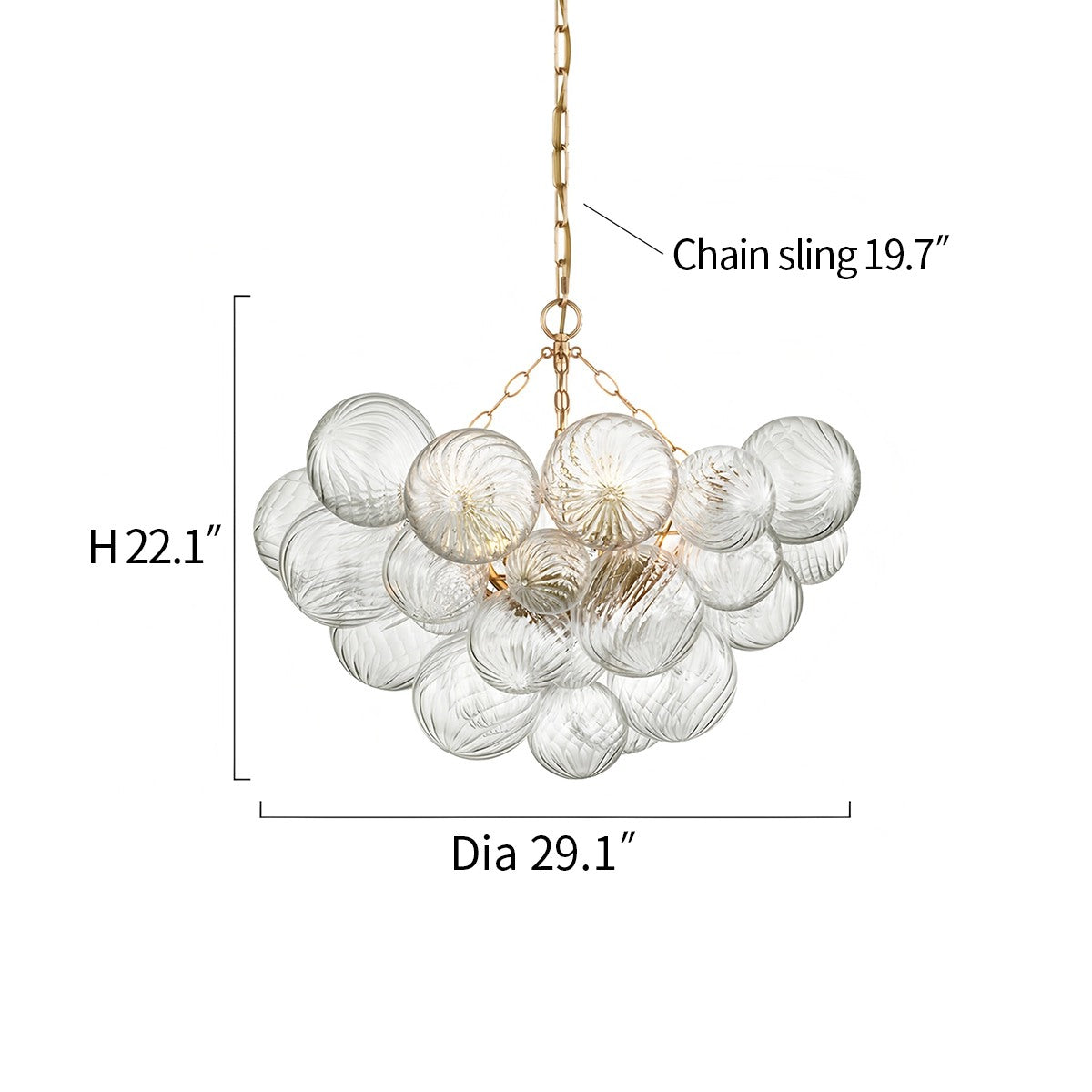 Vortex Glass Bubble Ball Chandelier – Glass detail 12