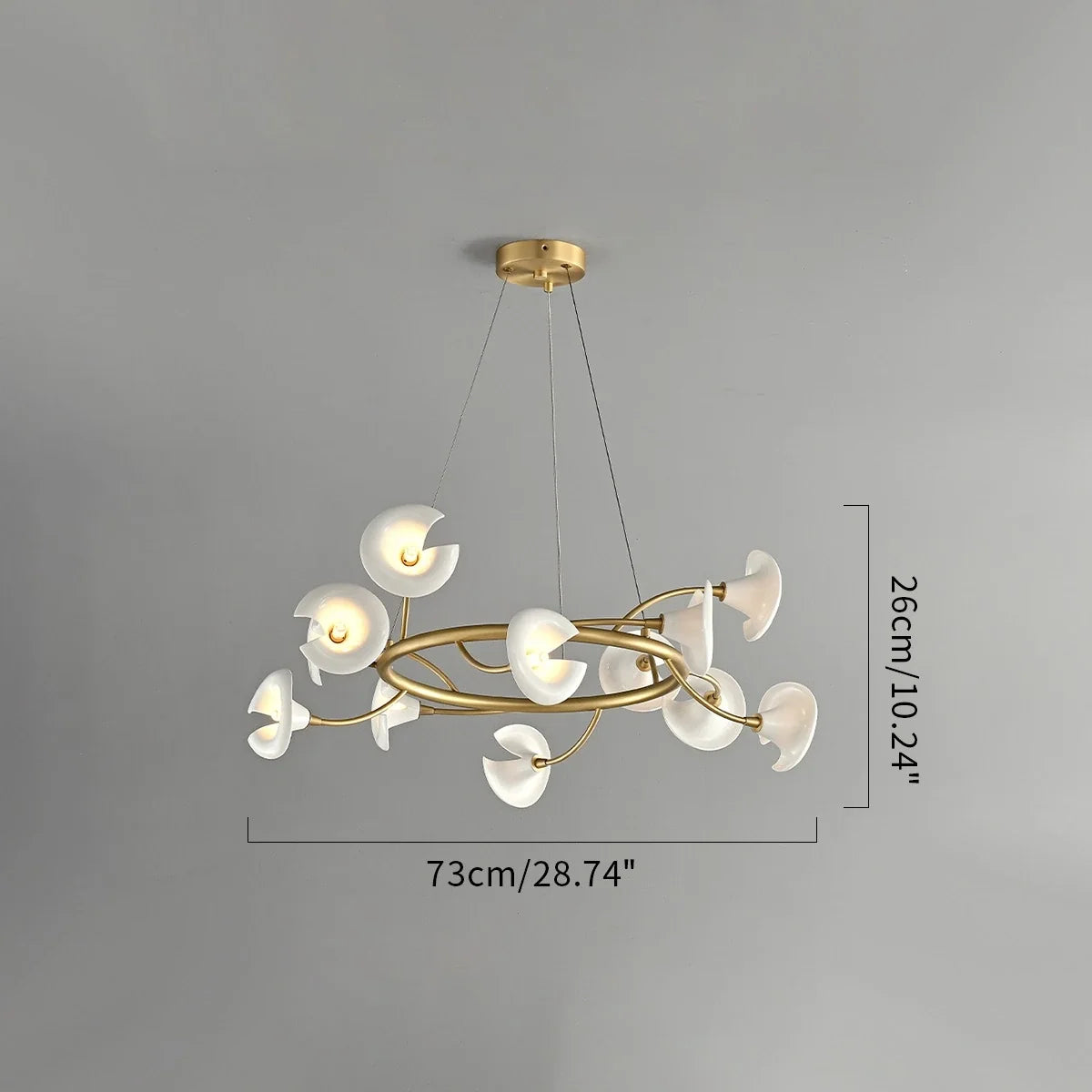 French Copper Ceramic Flower Chandelier – Copper detail 4