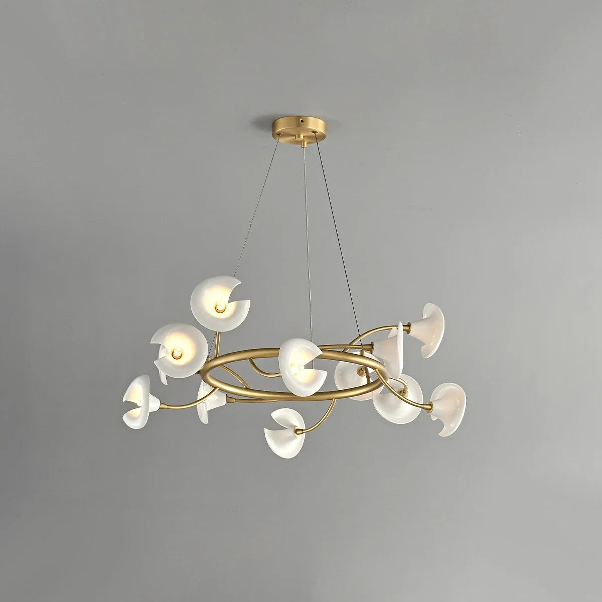 French Copper Ceramic Flower Chandelier – Copper detail 3