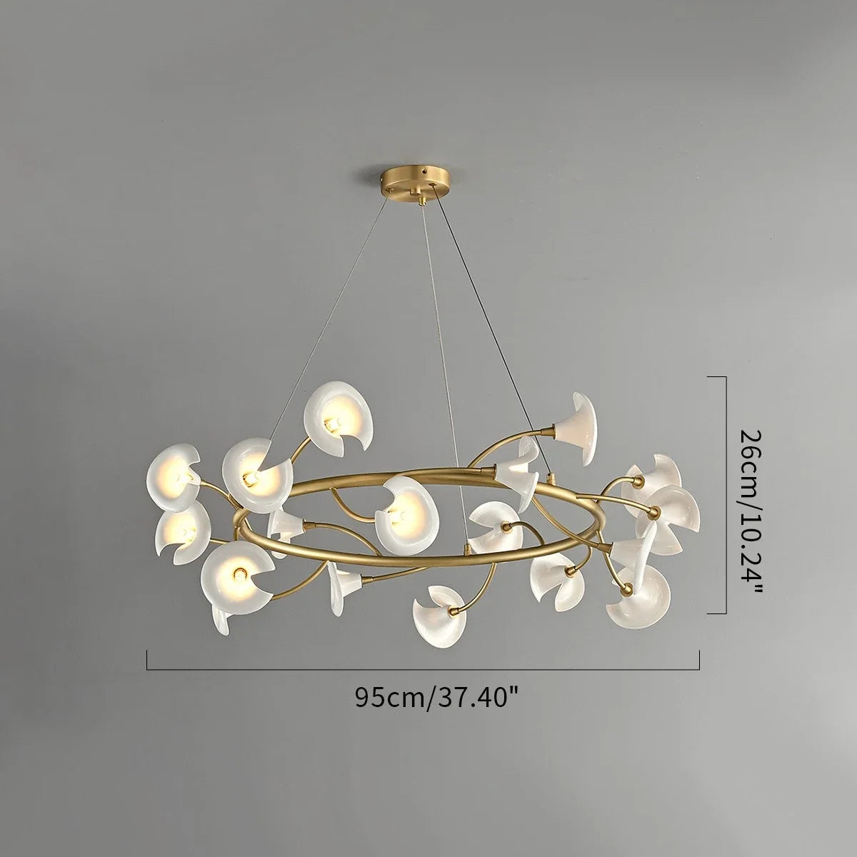 French Copper Ceramic Flower Chandelier – Copper detail 8