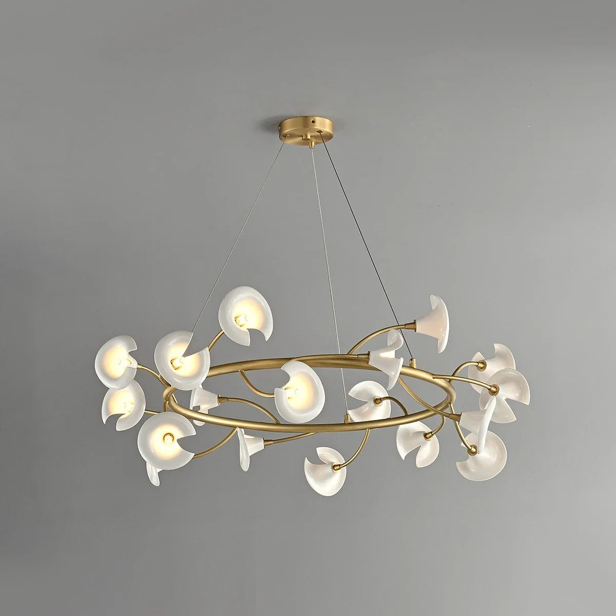 French Copper Ceramic Flower Chandelier – Copper detail 7