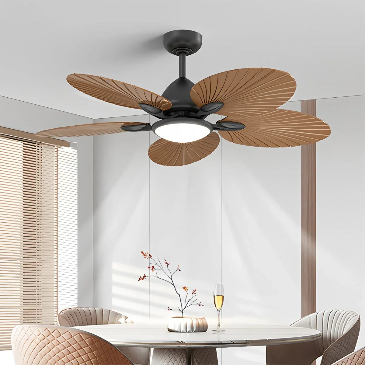 5-Blade Palm Leaf Ceiling Fan with Light – detail 2