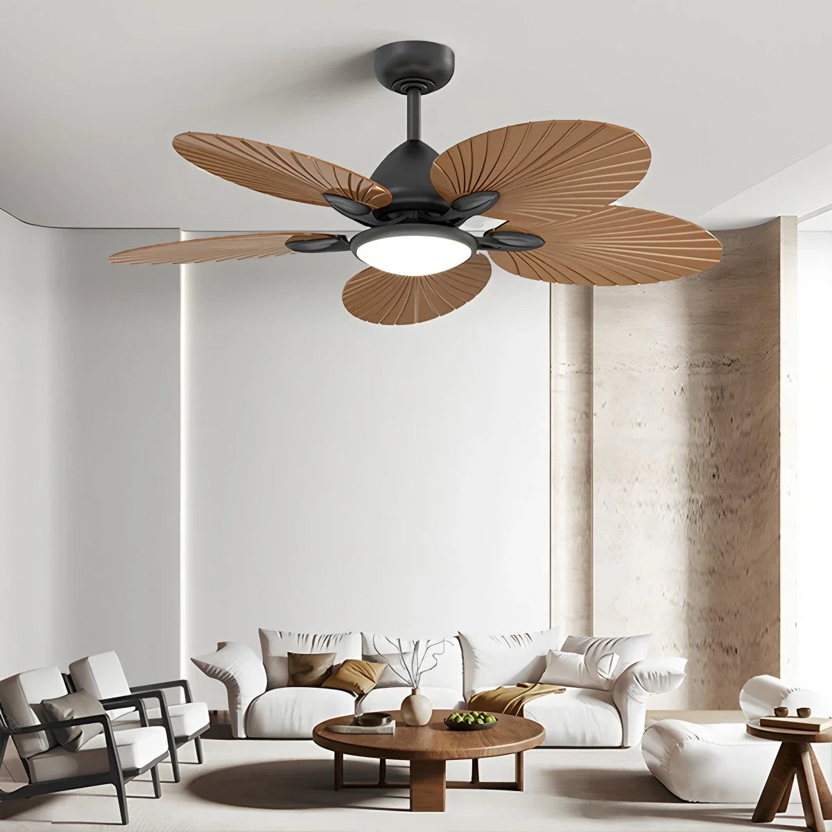 5-Blade Palm Leaf Ceiling Fan with Light – detail 6