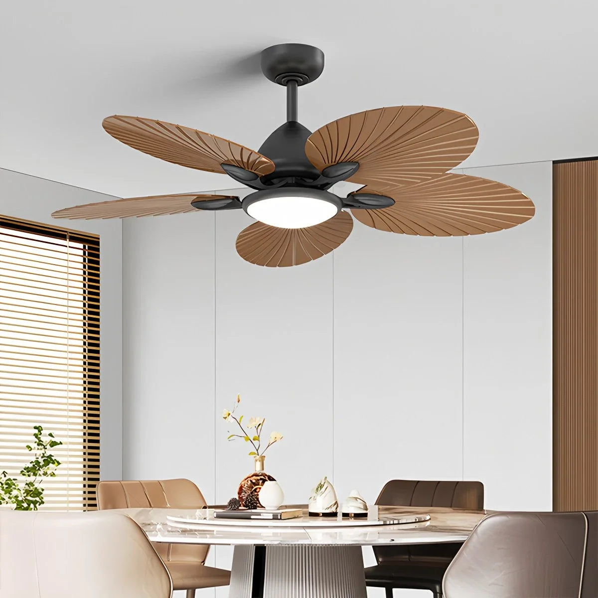 5-Blade Palm Leaf Ceiling Fan with Light – detail 7