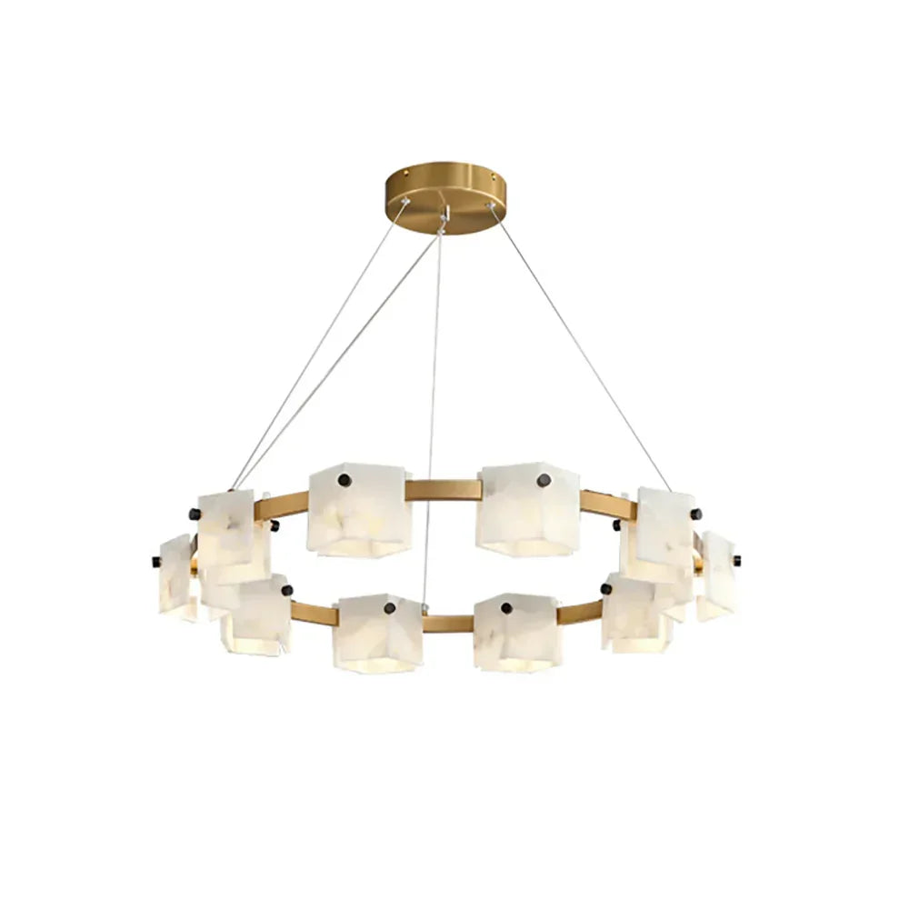 Diamond Shaped Alabaster Ring Chandelier – Alabaster detail 21