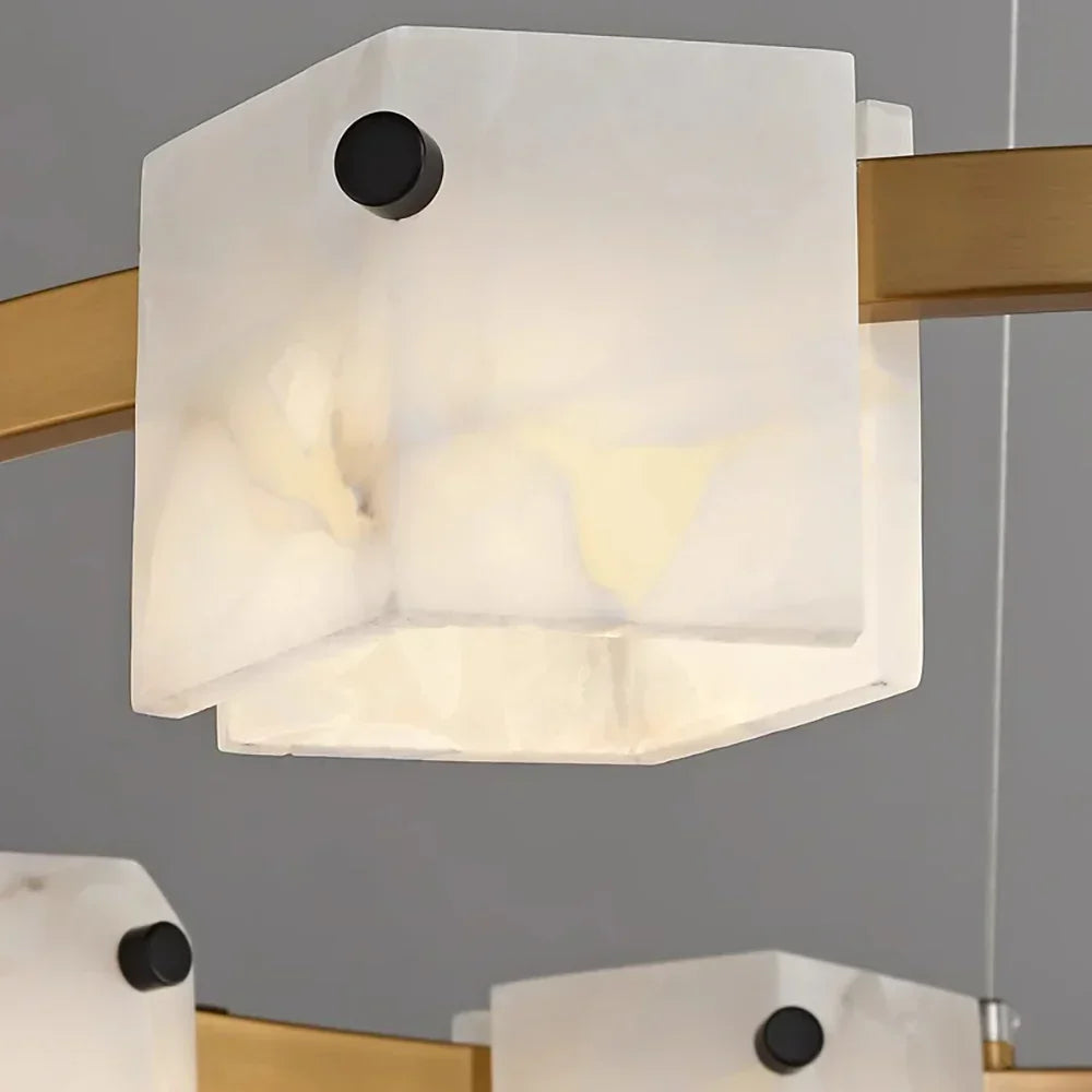 Diamond Shaped Alabaster Ring Chandelier – Alabaster detail 15