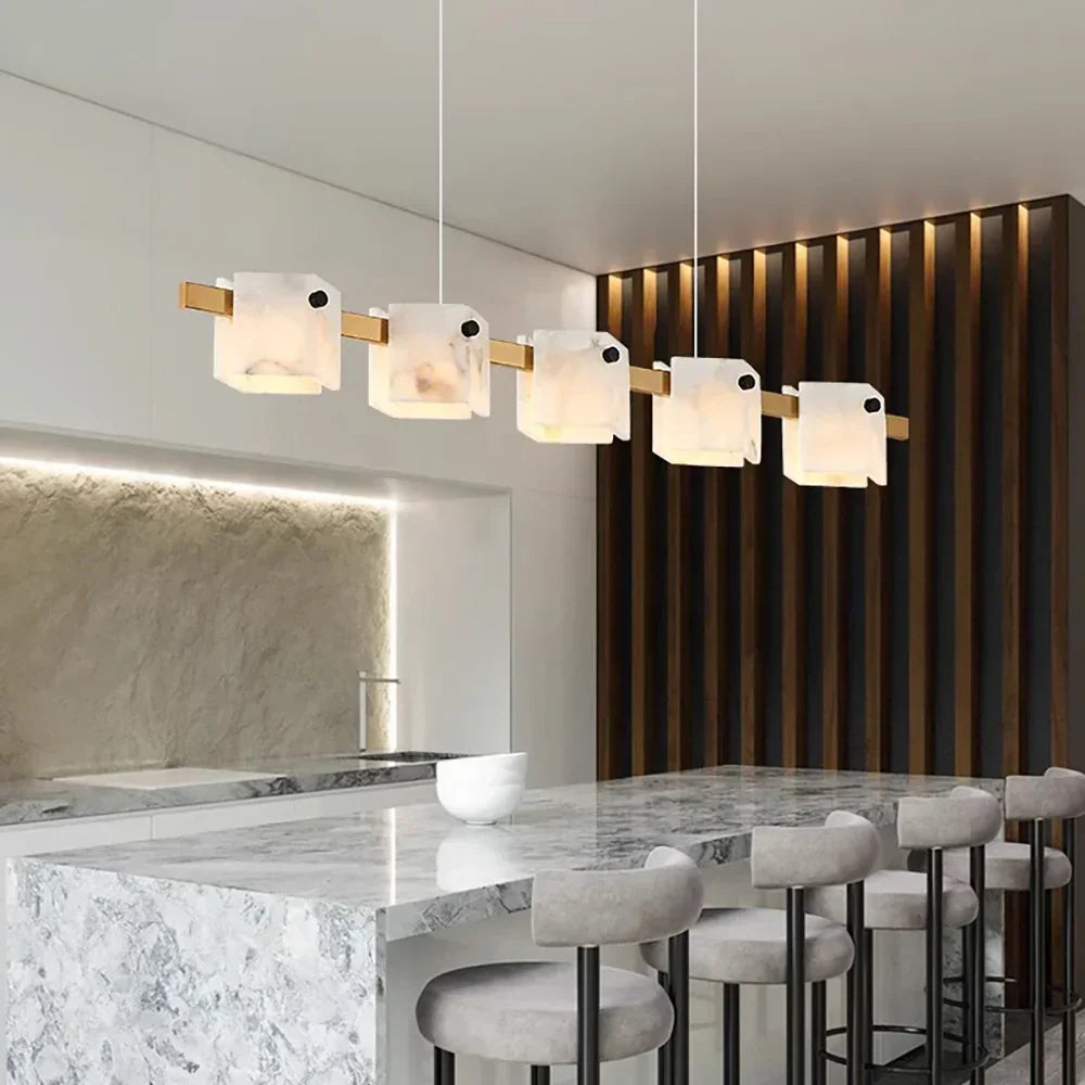 Diamond Shaped Alabaster Ring Chandelier – Alabaster detail 4