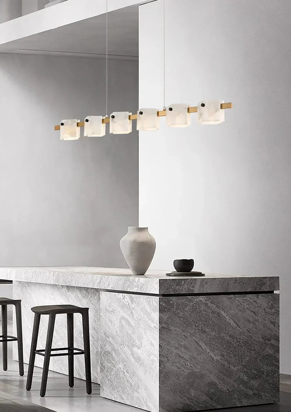 Diamond Shaped Alabaster Ring Chandelier – Alabaster detail 14