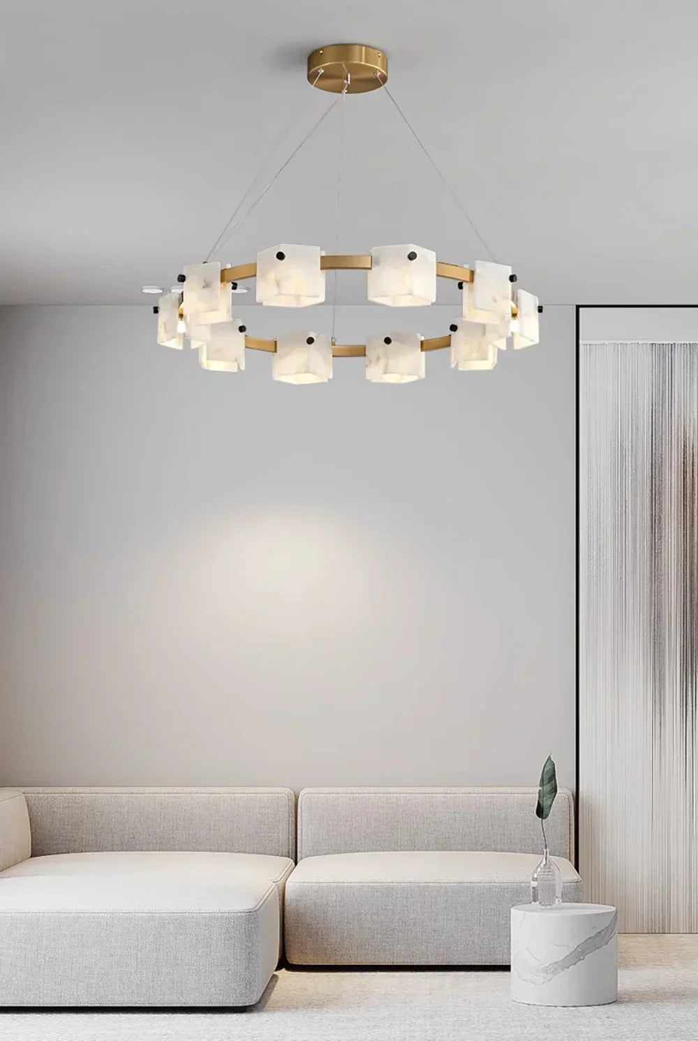 Diamond Shaped Alabaster Ring Chandelier – Alabaster detail 12