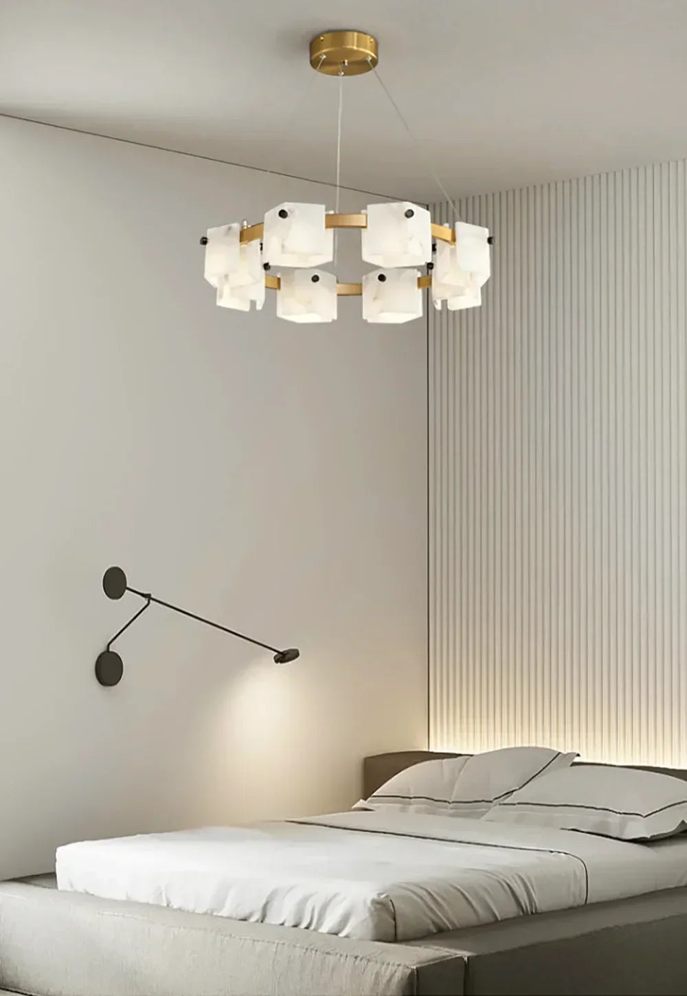 Diamond Shaped Alabaster Ring Chandelier – Alabaster detail 10