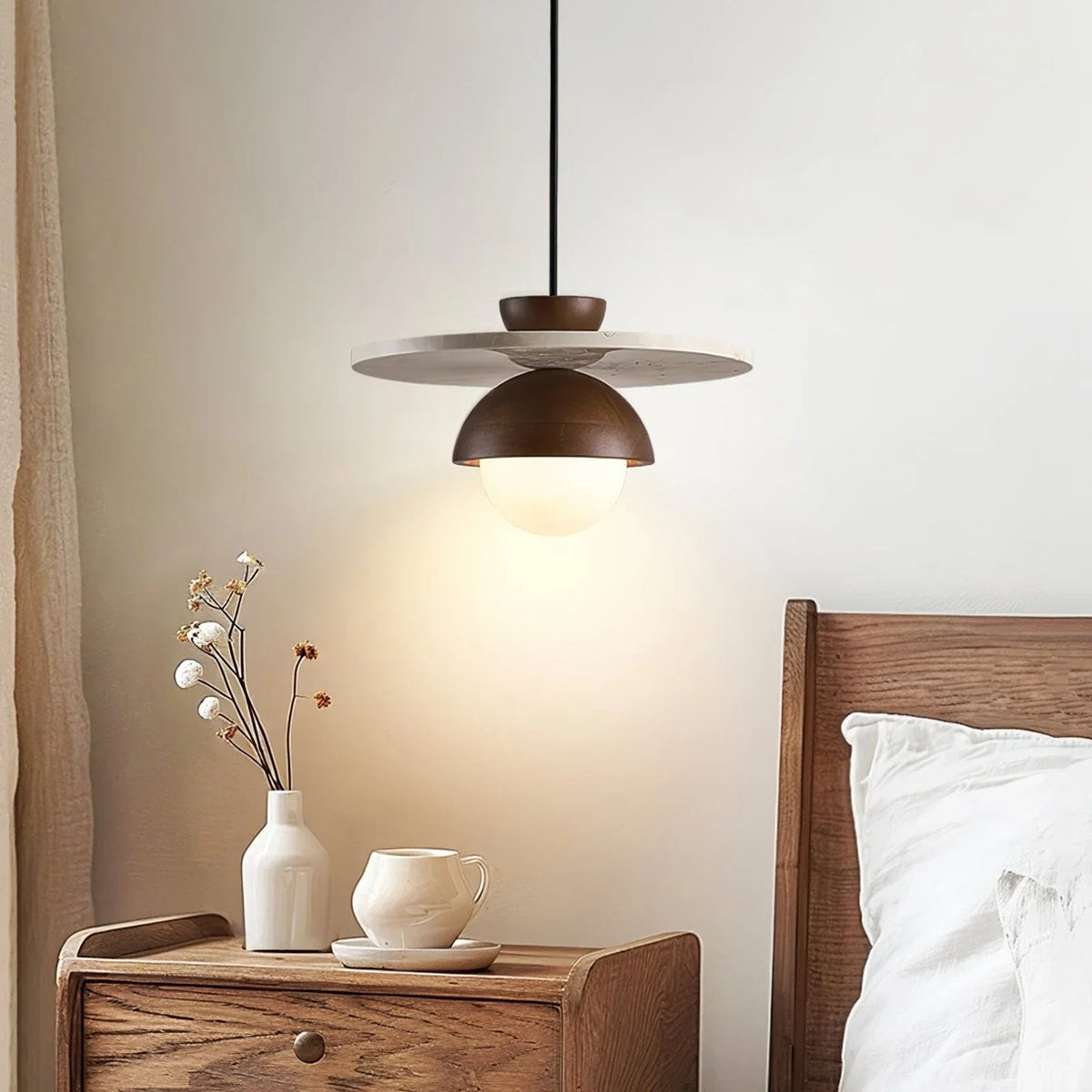 Disc Shaped Travertine Kalse Pendant Lamp – Travertine detail 2