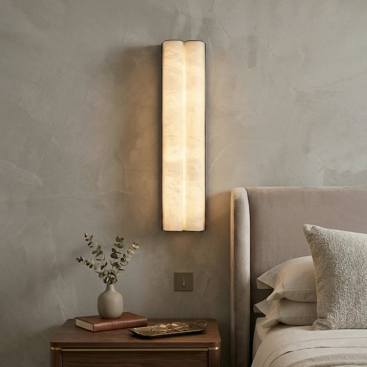 Double Cylinder Alabaster Tubular Wall Sconce – Alabaster detail 3