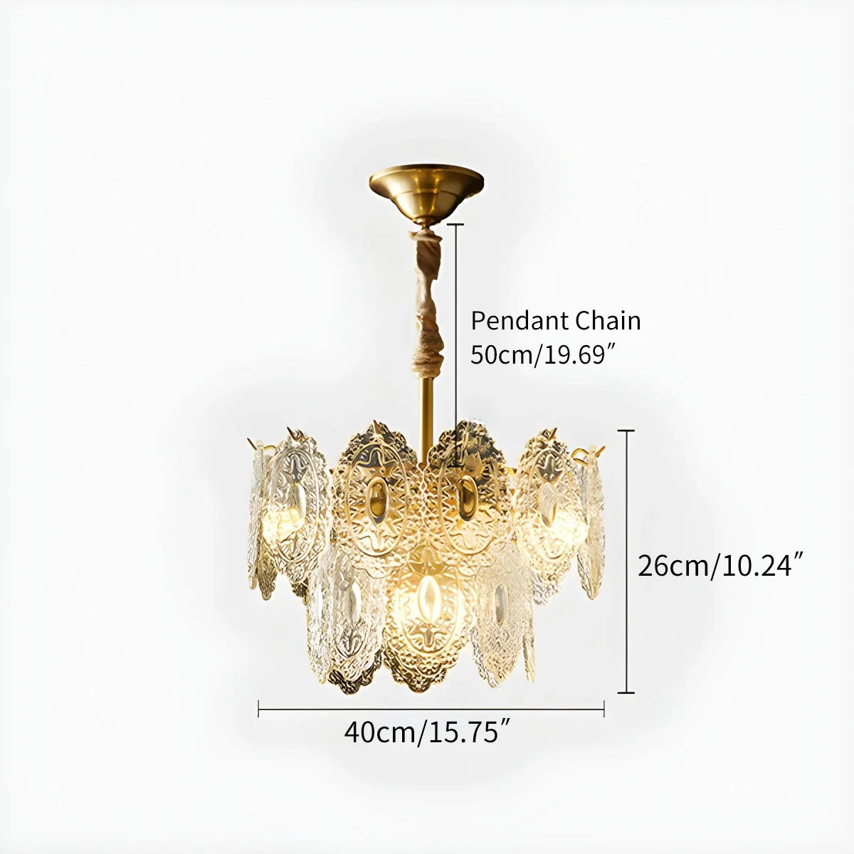 Tiered Textured Glass Chandelier – Glass detail 7