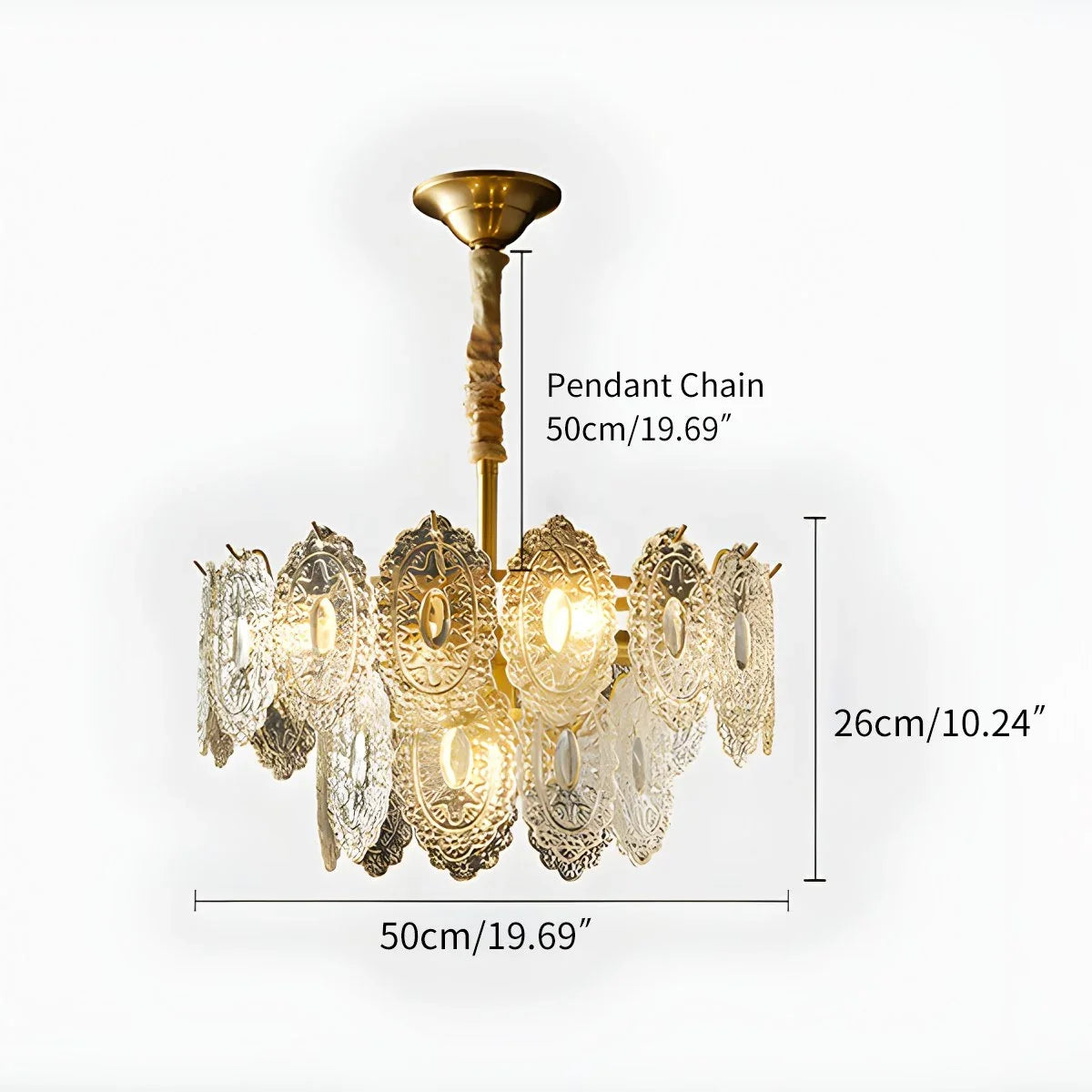 Tiered Textured Glass Chandelier – Glass detail 8