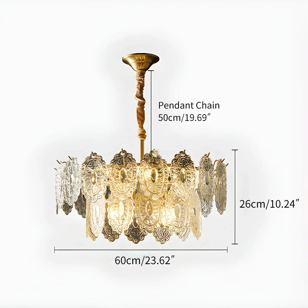 Tiered Textured Glass Chandelier – Glass detail 9