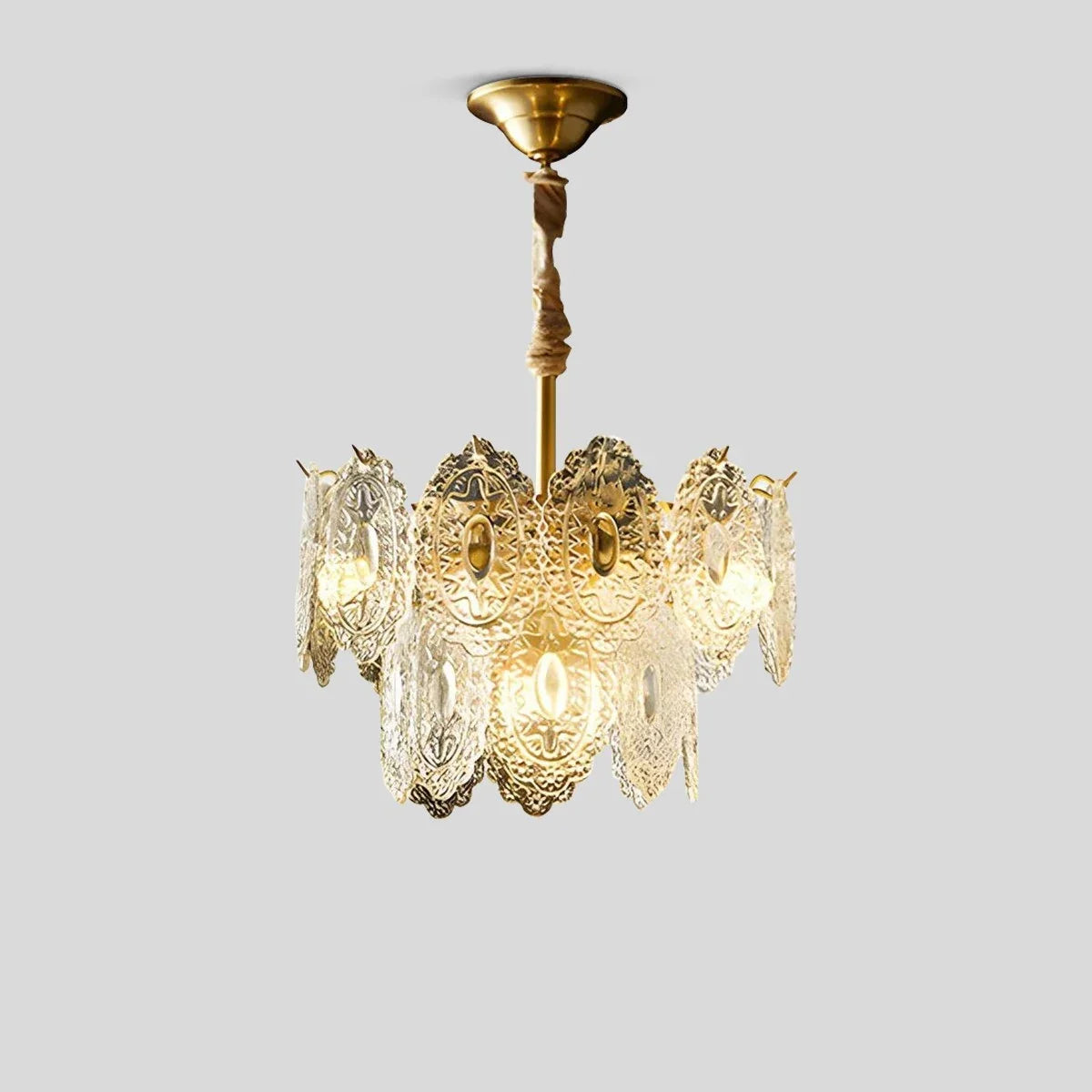 Tiered Textured Glass Chandelier – Glass detail 3