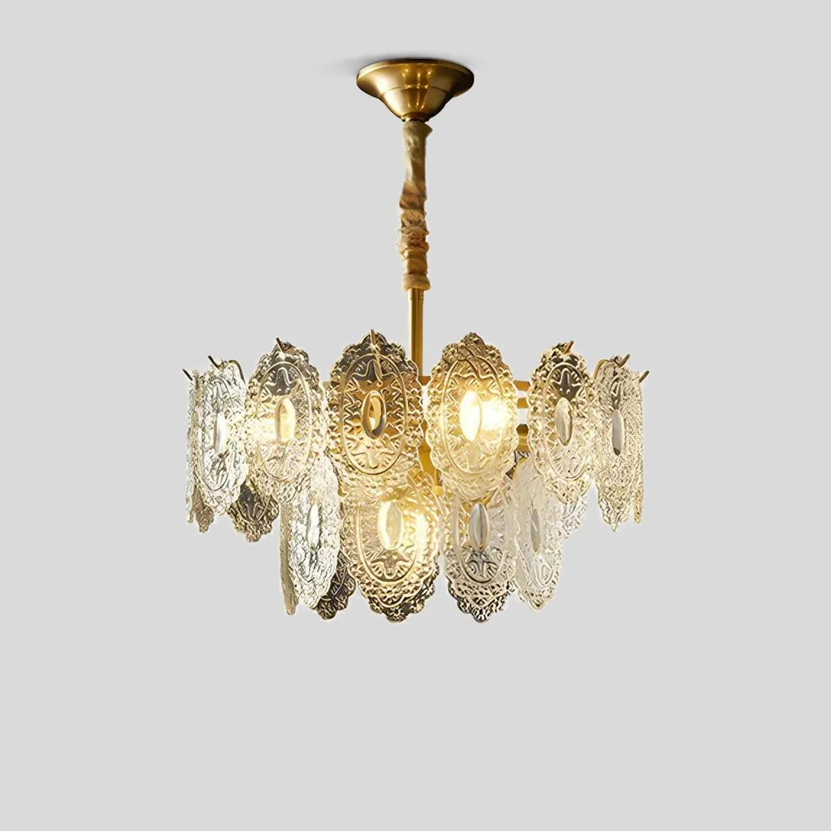 Tiered Textured Glass Chandelier – Glass detail 4