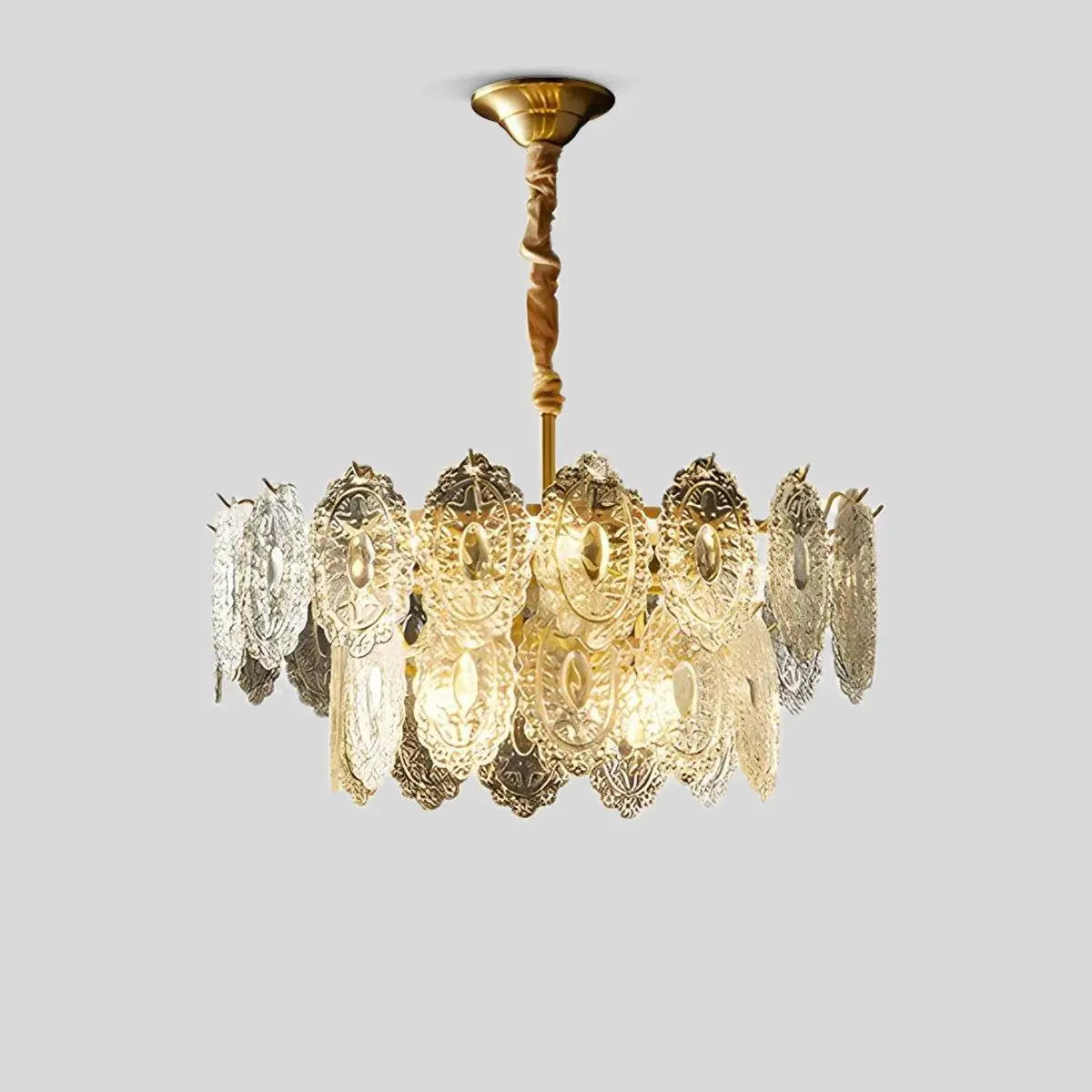 Tiered Textured Glass Chandelier – Glass detail 5