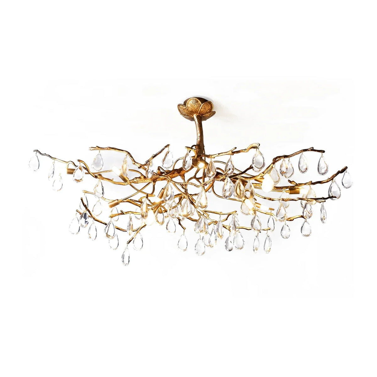 Arboris Brass Tree Branch Raindrop Crystal Chandelier