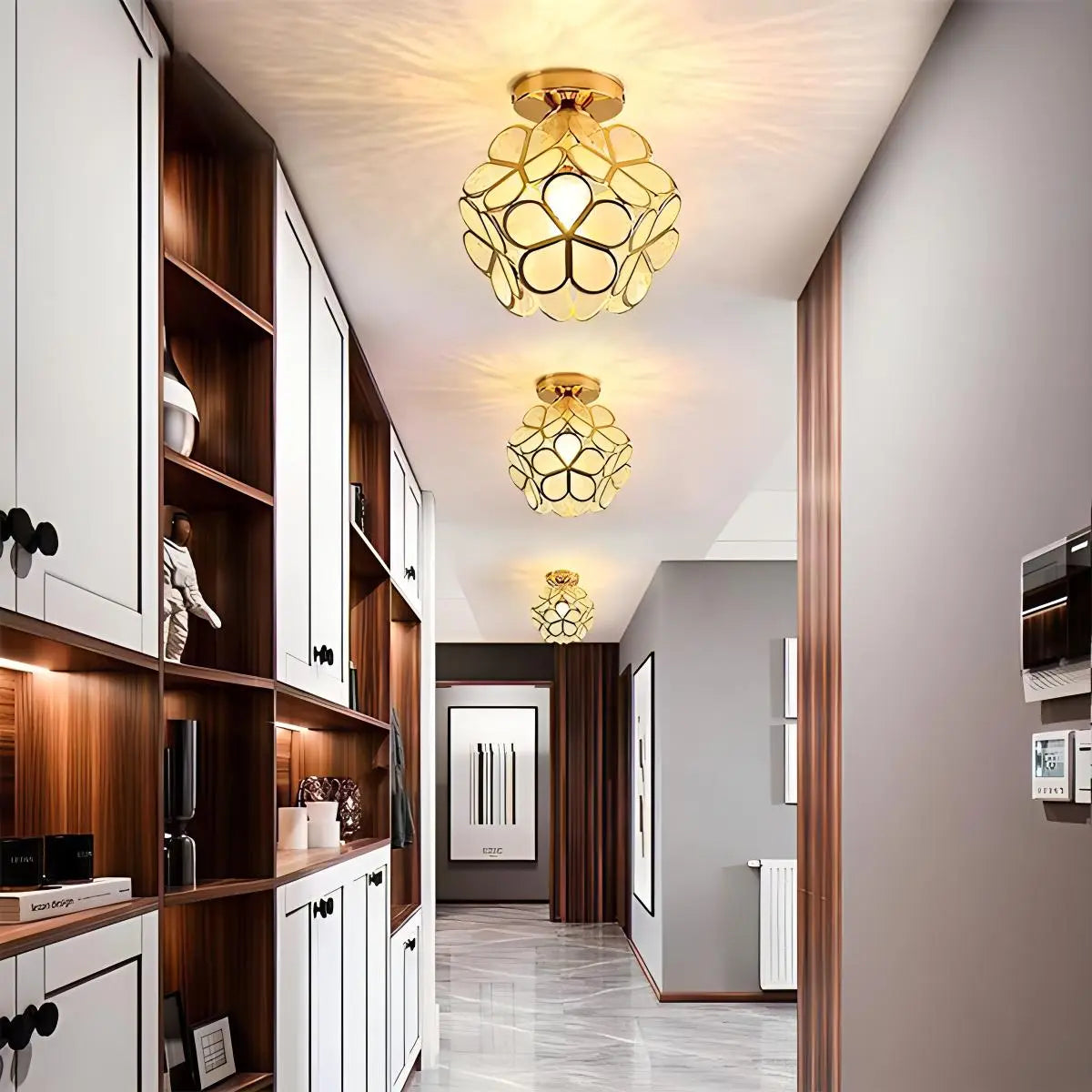European Style Copper Glass Ceiling Lamp-E – Glass detail 5