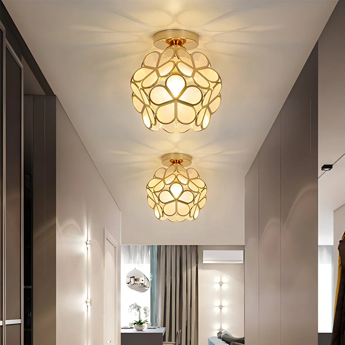 European Style Copper Glass Ceiling Lamp-E – Glass detail 8