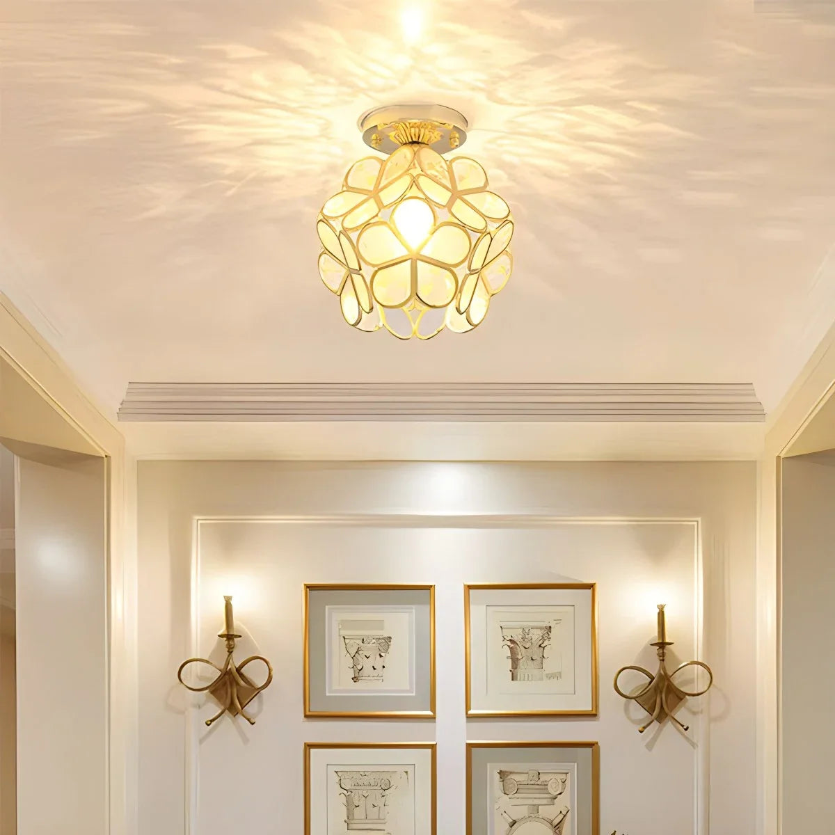 European Style Copper Glass Ceiling Lamp-E – Glass detail 9