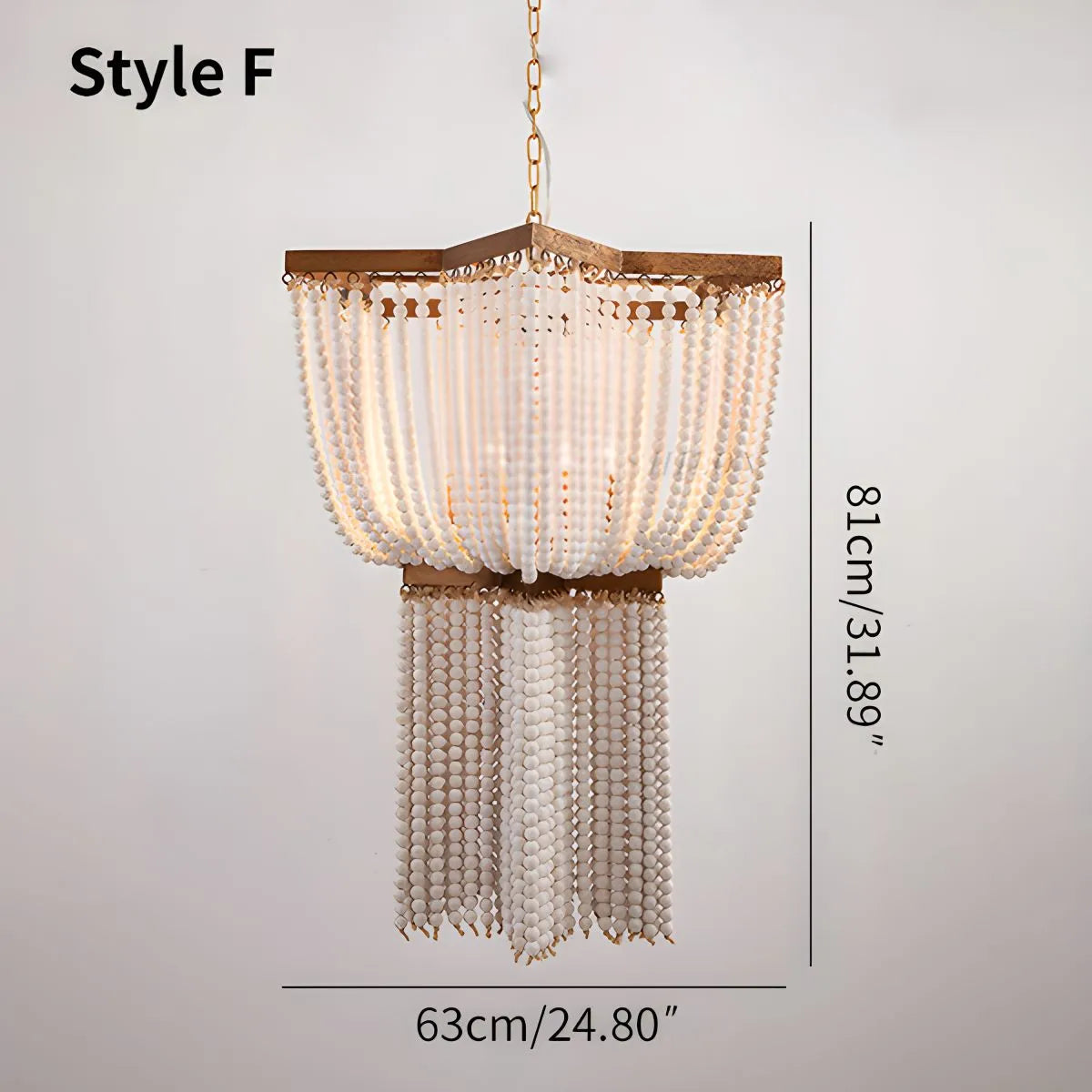 Retro Wooden Bead Chandelier for Dining Room – detail 29