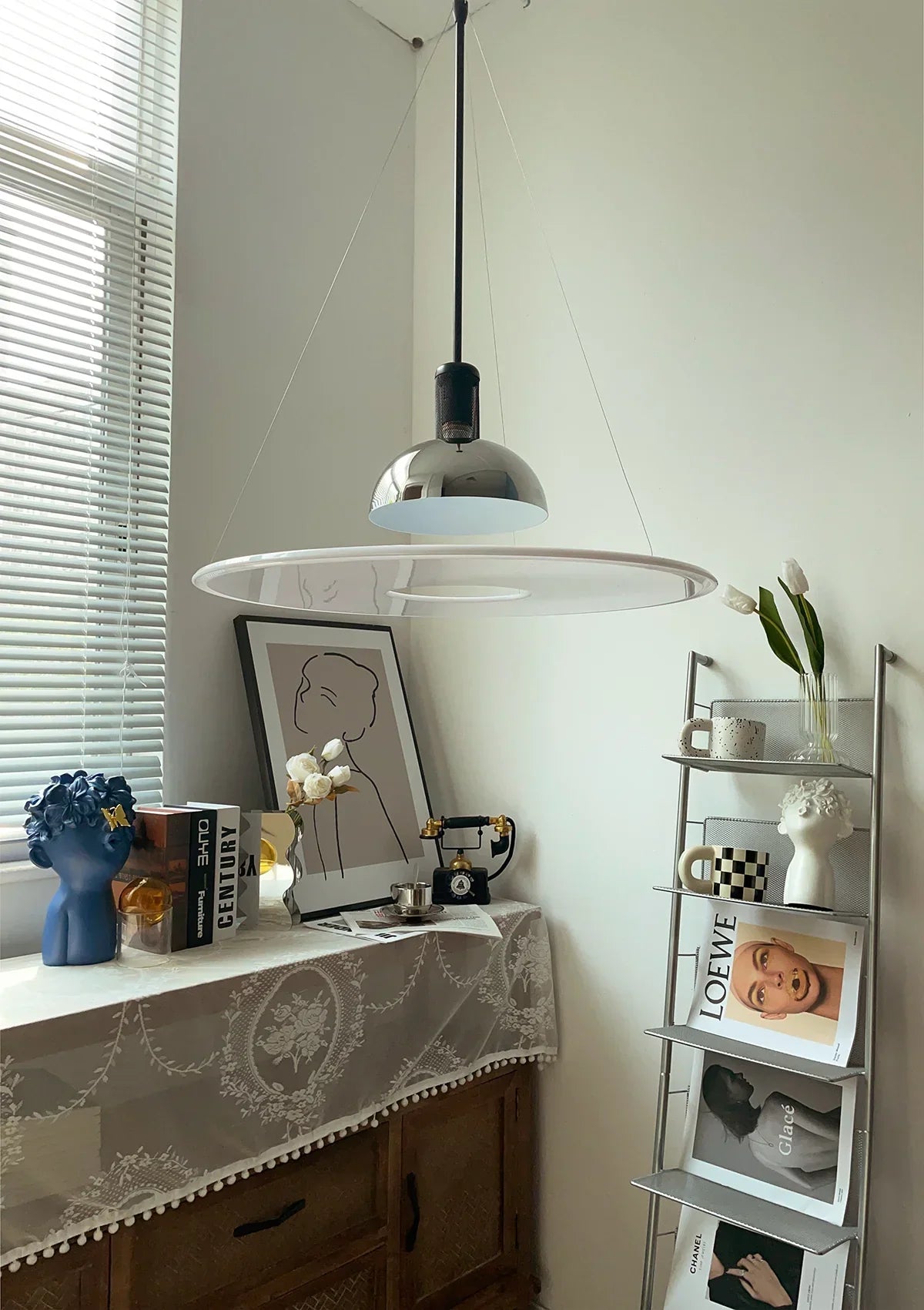 Frisbi Acrylic Disc Steel Pendant Light – Steel detail 26
