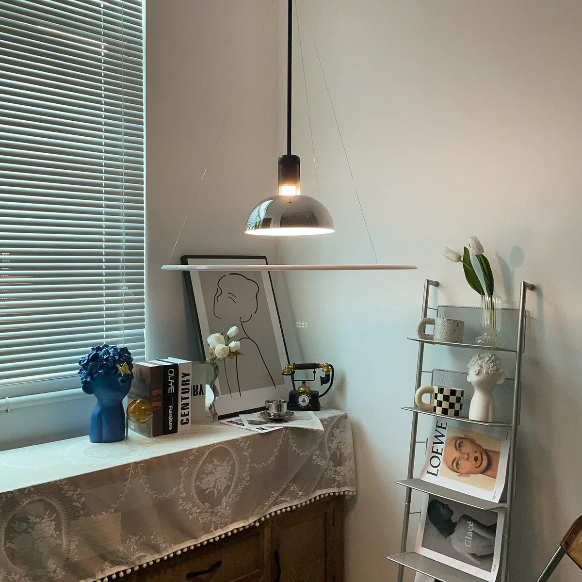 Frisbi Acrylic Disc Steel Pendant Light – Steel detail 3