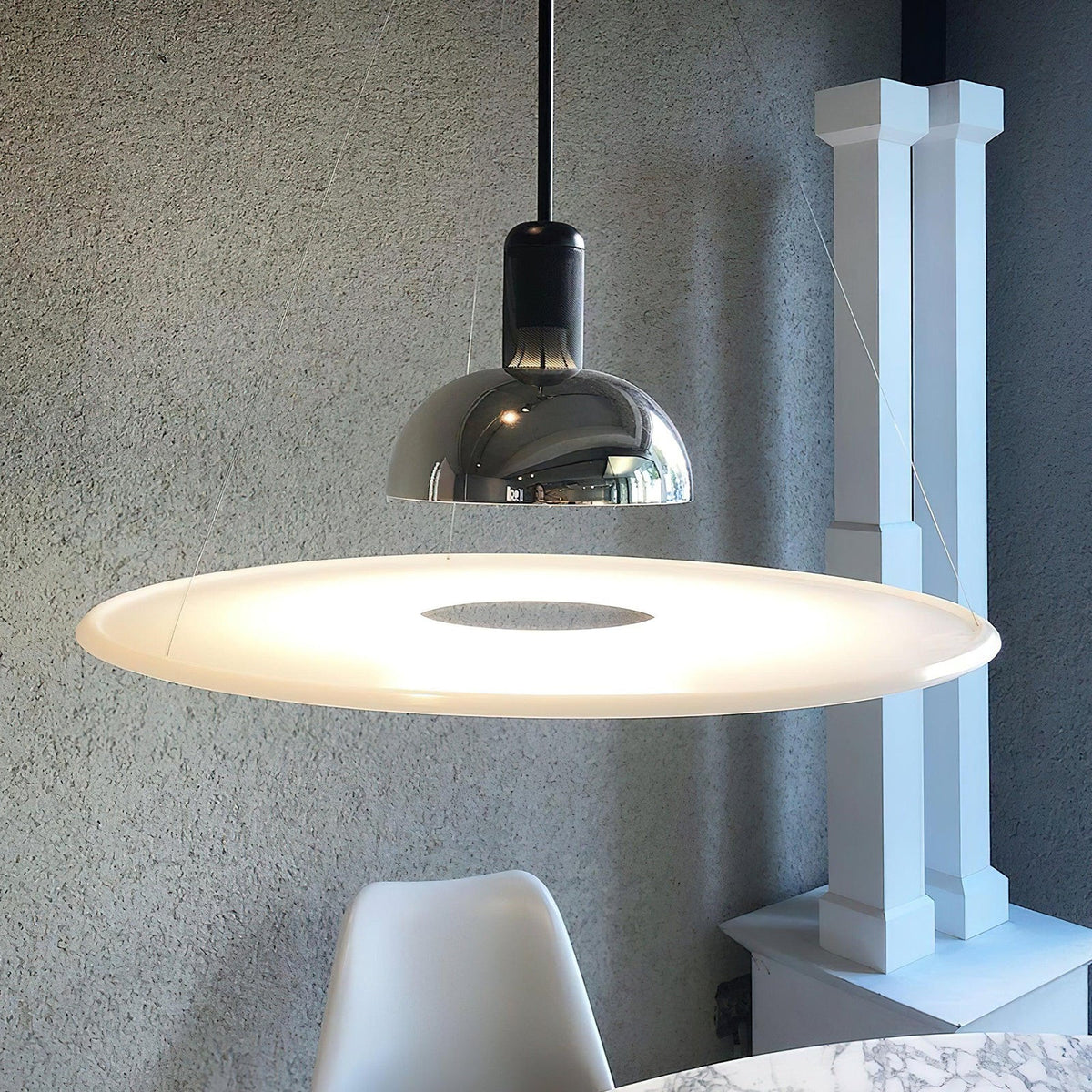 Frisbi Acrylic Disc Steel Pendant Light – Steel detail 13