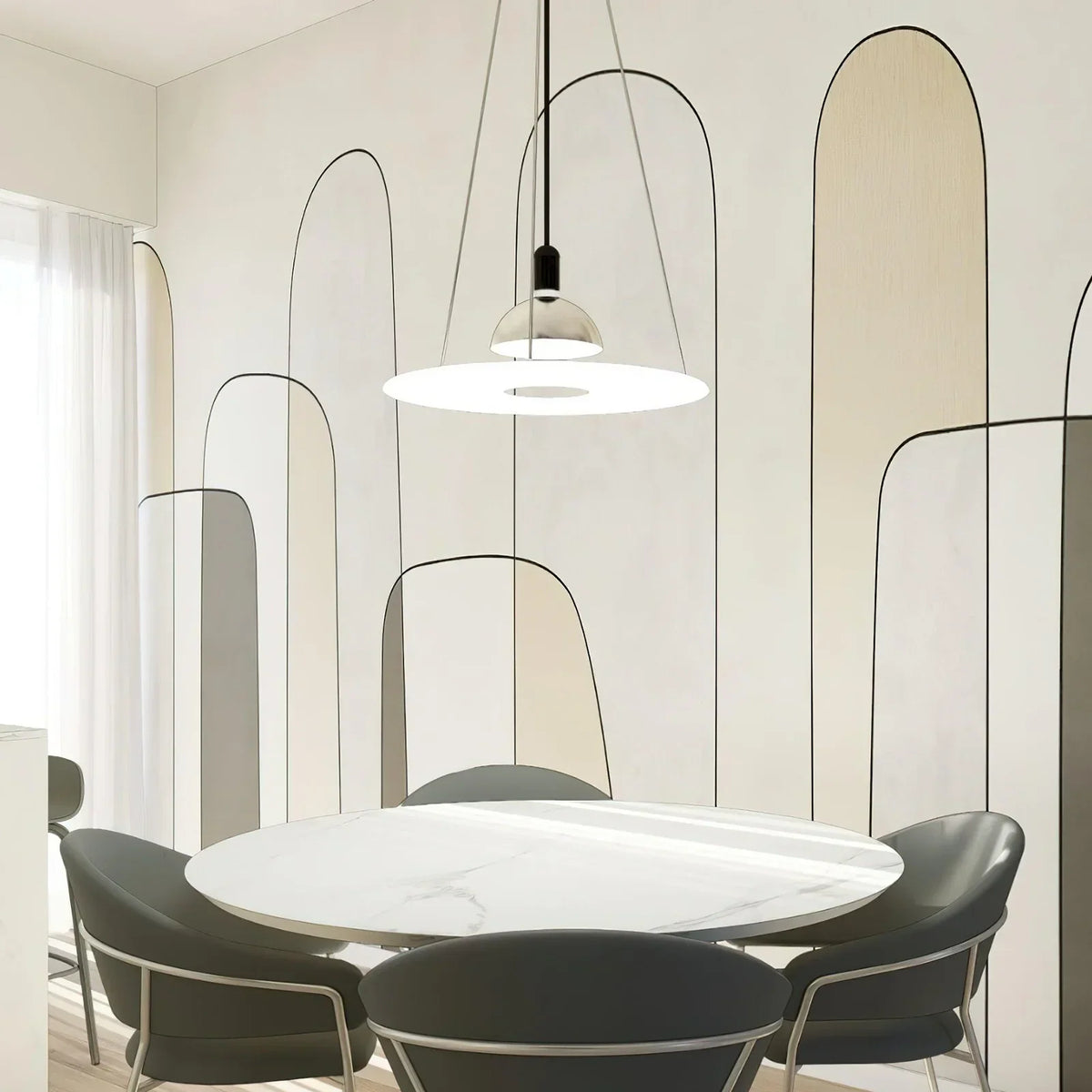 Frisbi Acrylic Disc Steel Pendant Light – Steel detail 6