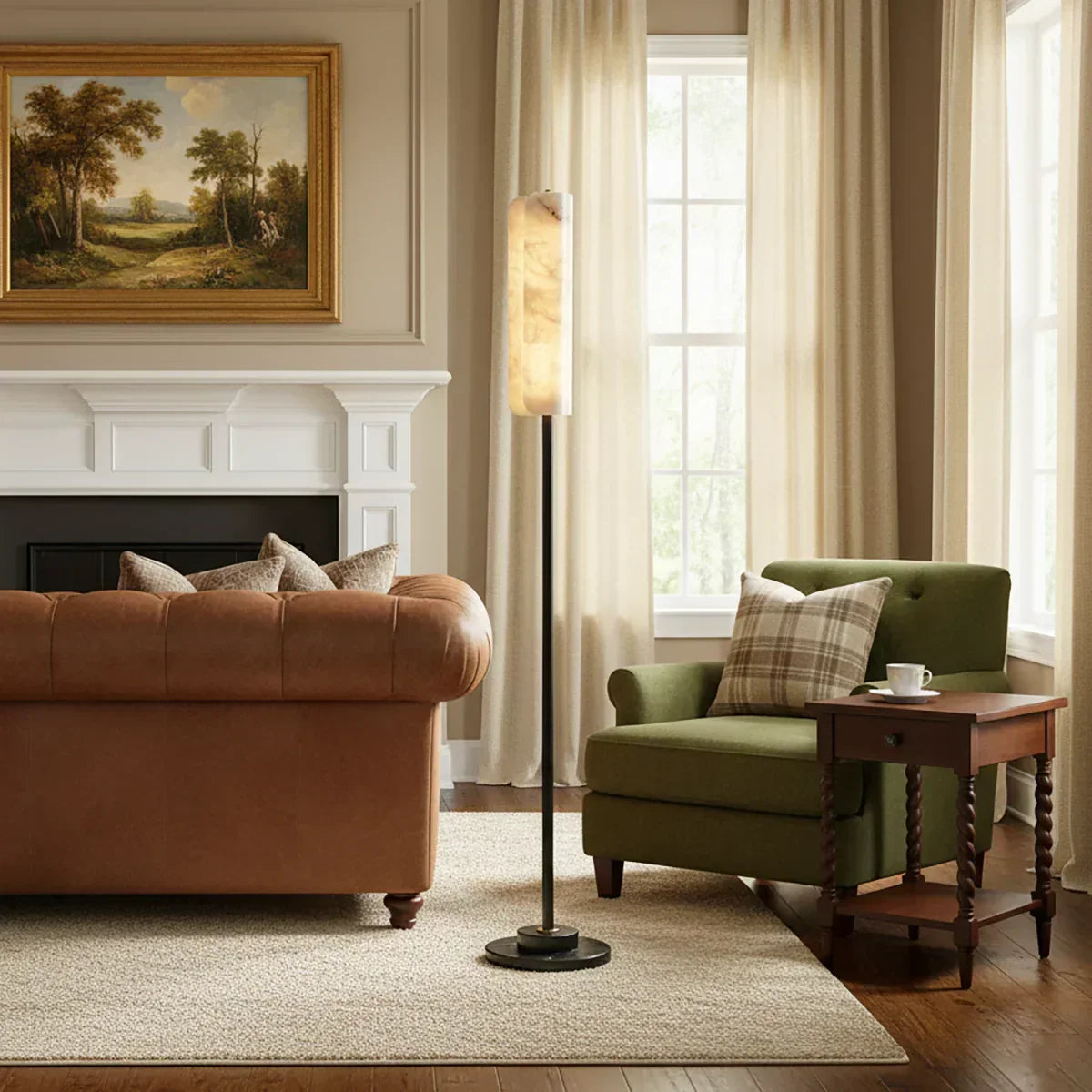 Alabaster Years Brass Floor Lamp – Alabaster detail 2