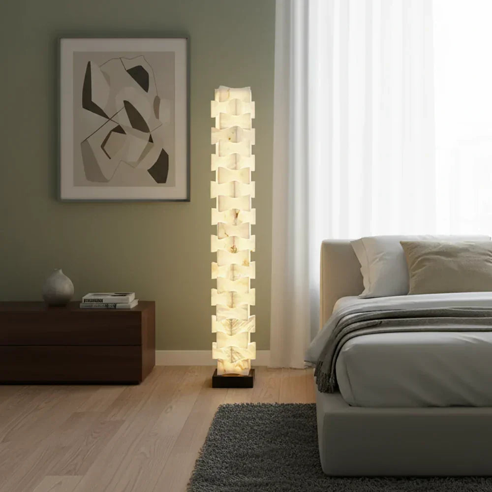 Stacked Alabaster Squares Floor Lamp – Alabaster detail 4