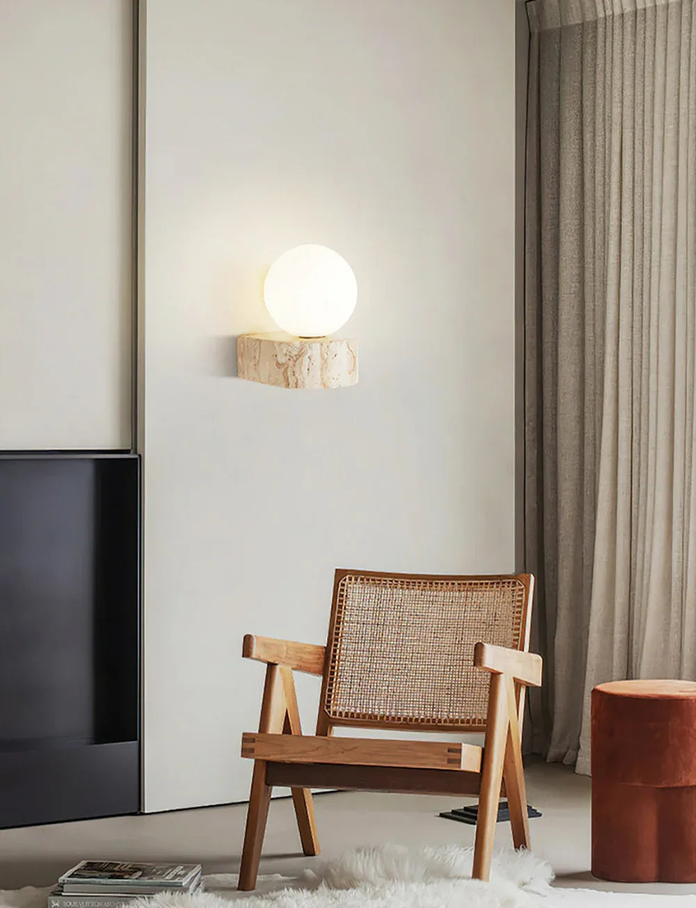 Globe Byers Travertine Wall Lamp – Travertine detail 5