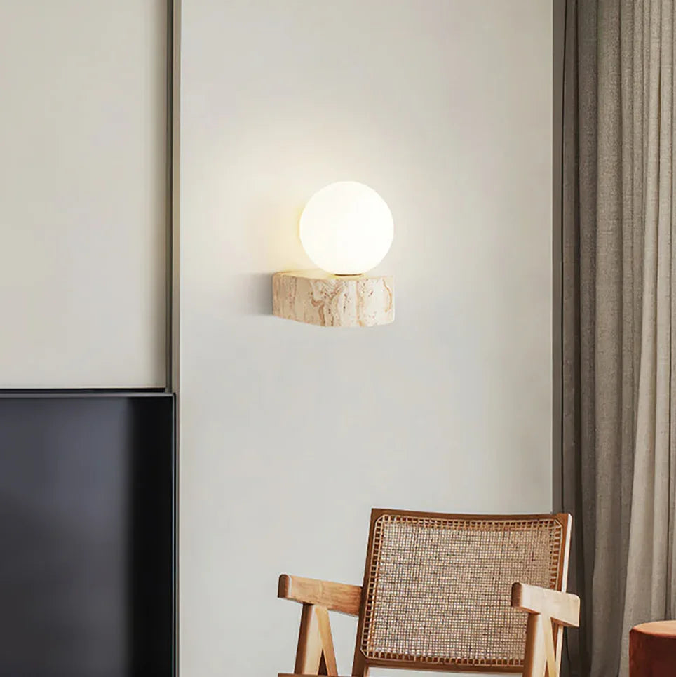 Globe Byers Travertine Wall Lamp – Travertine detail 3