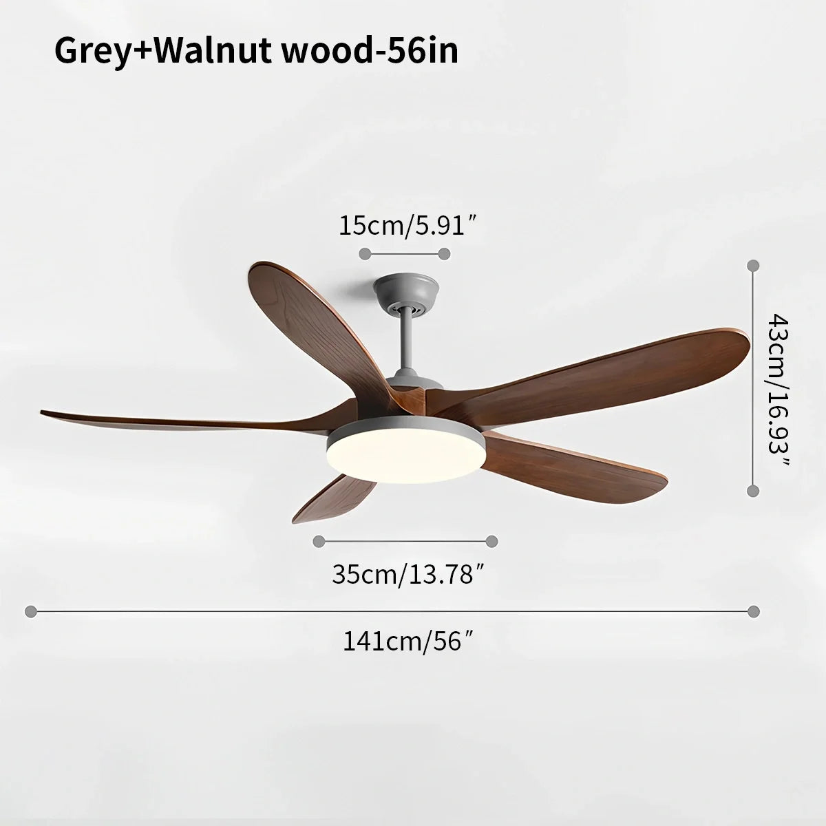 5-Leaf Wood Ceiling Fan Light – Wood detail 13