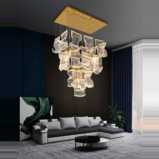 Aluminum Acrylic Golden Art Paper Pendant Lights