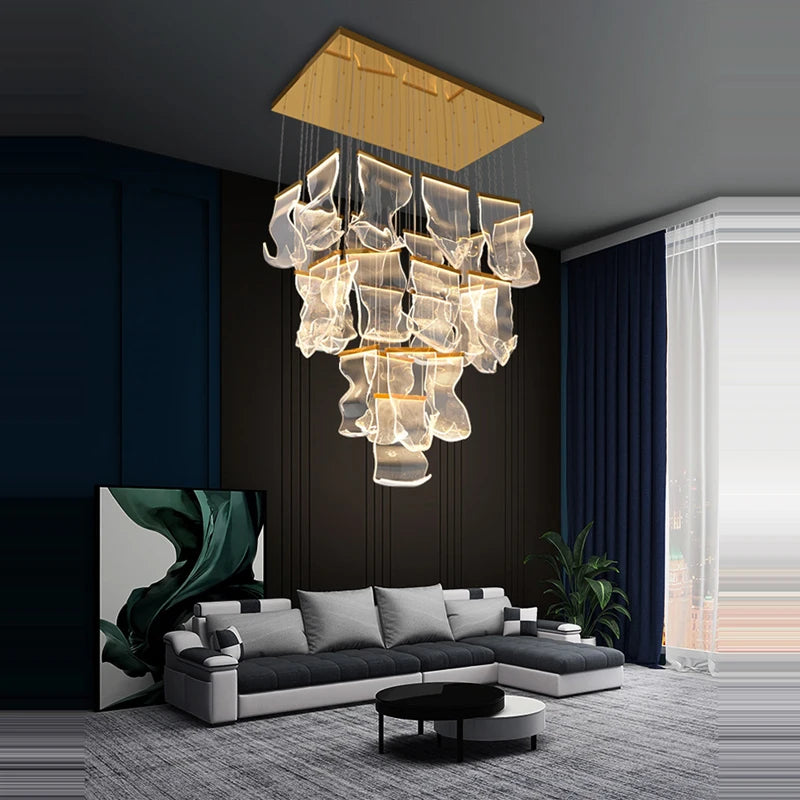 Postmodern Golden Art Paper Pendant Lights