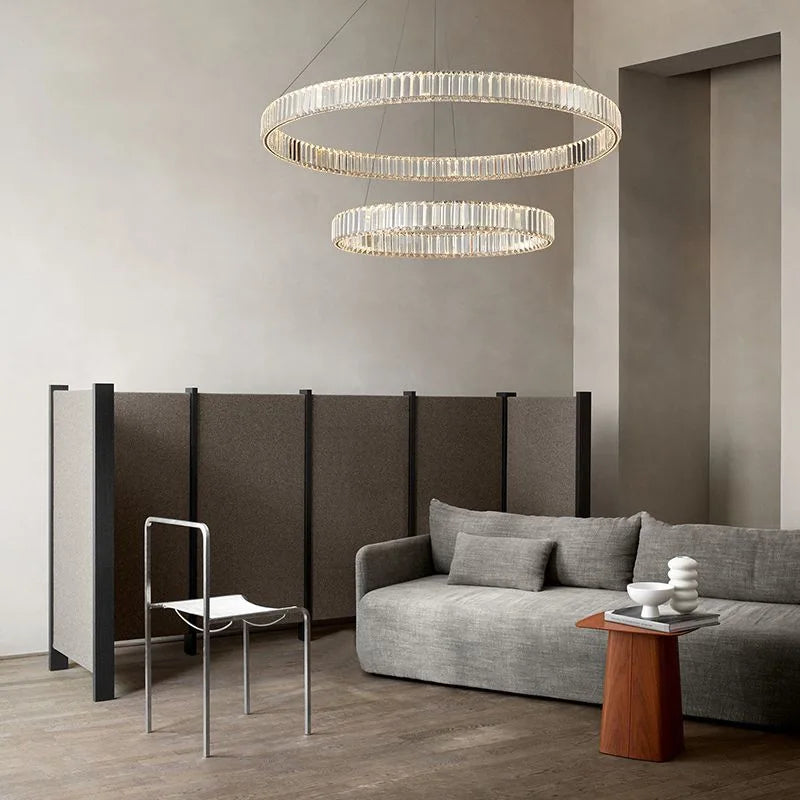 LED Pendant Light Crystal Round Living Room Bedroom Ring